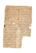 Cutting from a Lectionary with a Romanesque initial with bird heads, manuscript in Latin on parchmen