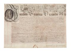 Gargantuan royal inspeximus, recording King James II’s reissuing of a Tudor document