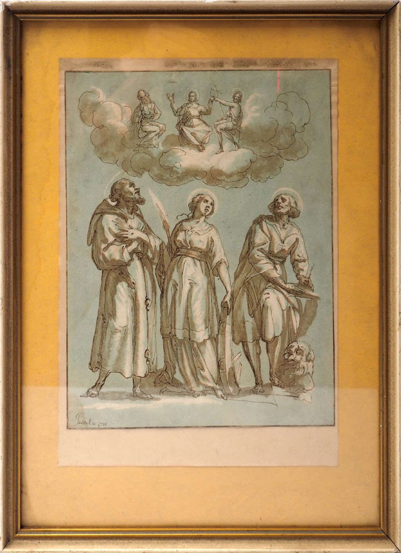 Prestel, Johann Gottlieb, 1739 - 1808 Auf hellblauem Fond Darstellung der Heiligen Franz von Assisi,