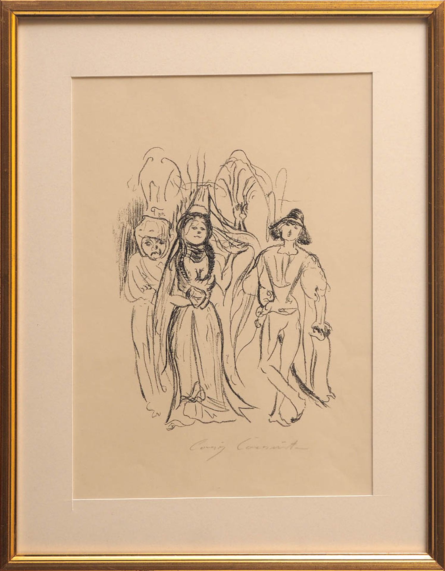Corinth, Lovis, 1858 - 1925 Lithographie bet. "Frau Konnetable", Illustration zu Honoré de Balzac.