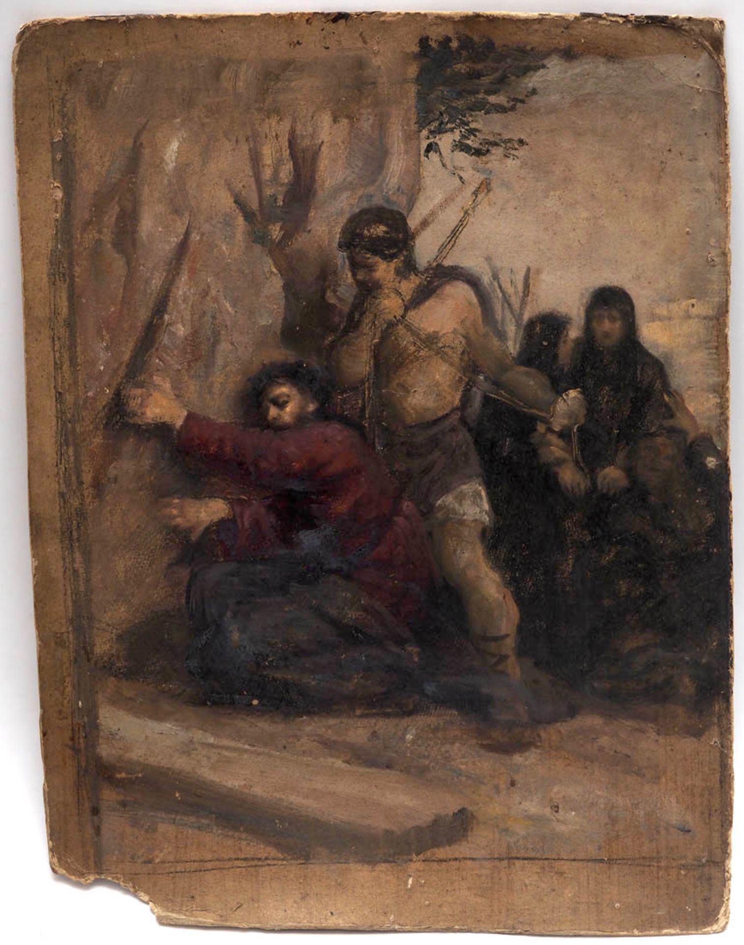 Schmidlin, Adolf, 1868 - 1954 Szene aus der Passion Christi. Ölstudie auf Karton, unsign.,