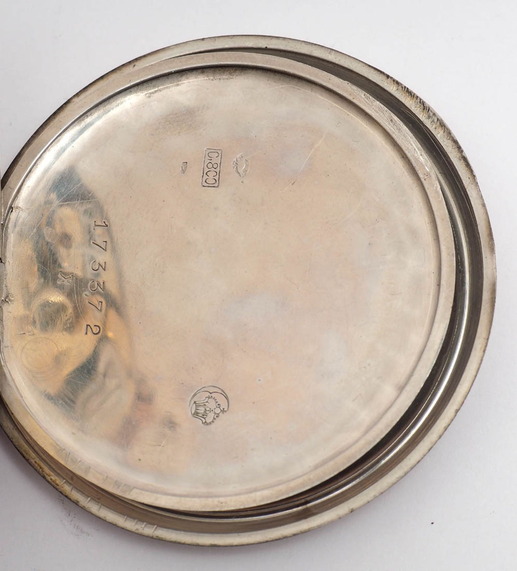 Herrentaschenuhr, Alpina Gehäuse und Innendeckel aus Silber 800, fein guillochiert, partiell - Image 3 of 5