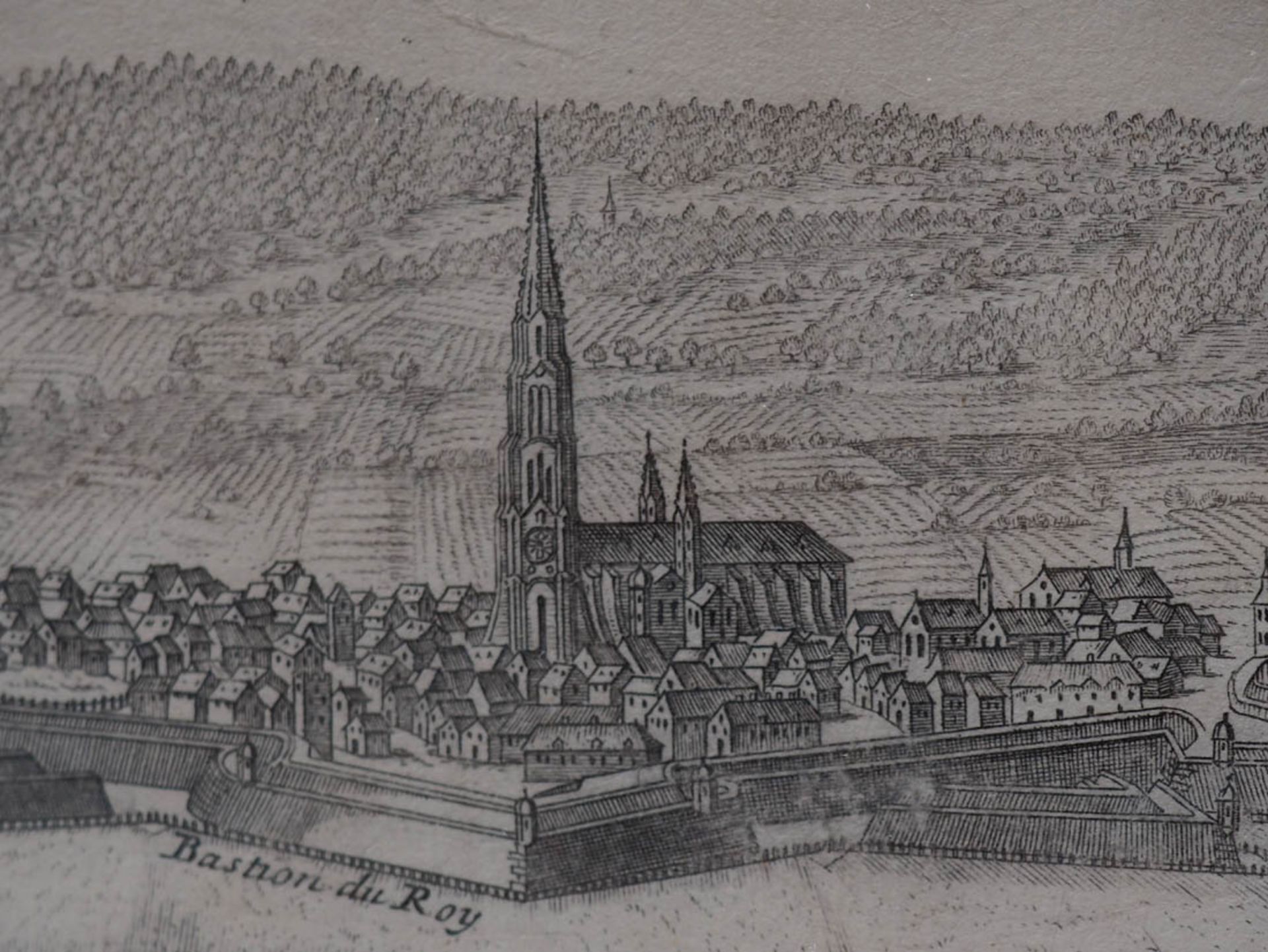 Bodenehr, G., 17./18.Jhdt. Ansicht von Freiburg, vom Lorettoberg aus gesehen. In der Platte sign, - Bild 2 aus 2