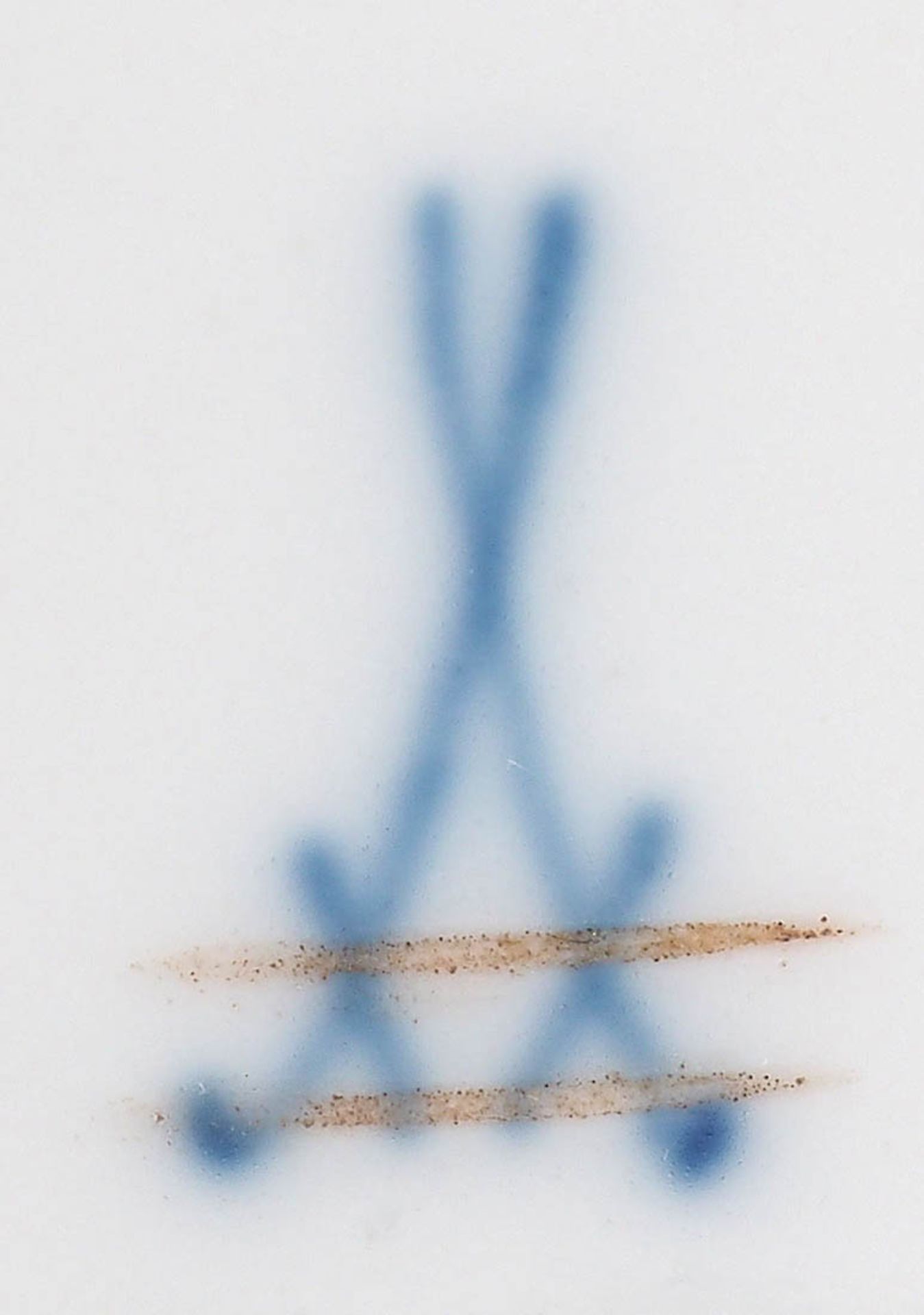 Prunkteller, Meissen, 19.Jhdt. Flachgemuldete Form. Fahne mit reliefierten Fischblasen. Im Spiegel - Bild 5 aus 5