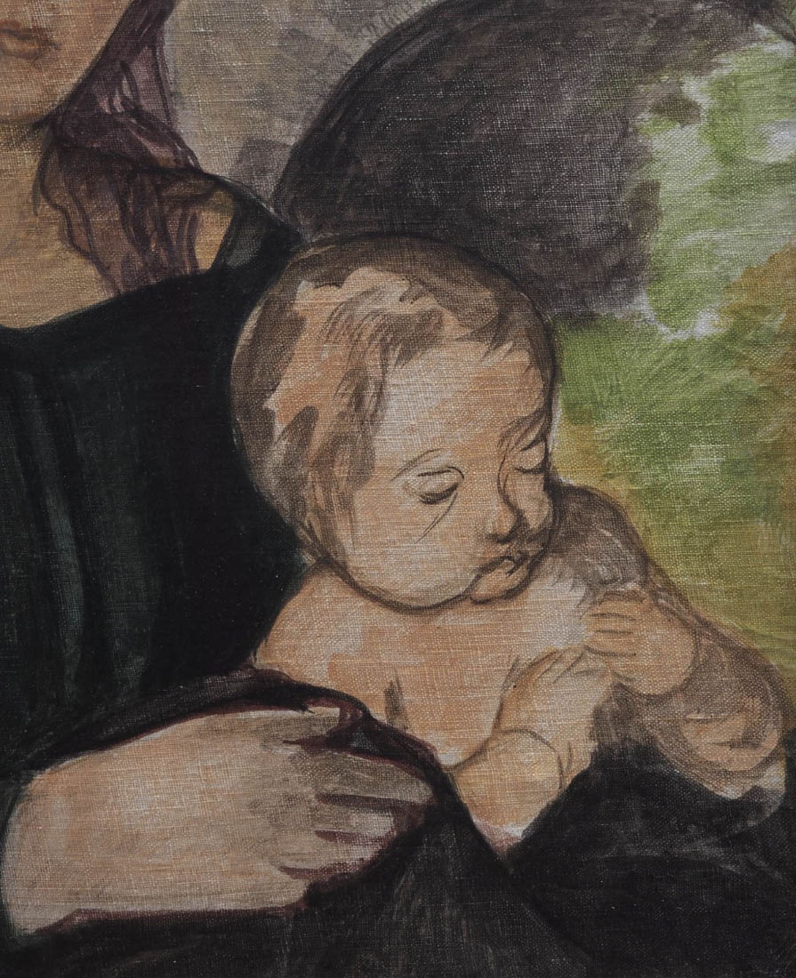 Haller, Wilhelm, 1873 - 1950 Madonna mit Kind vor romanischer Kirche. Ölstudie auf Leinwand, verso - Bild 5 aus 7