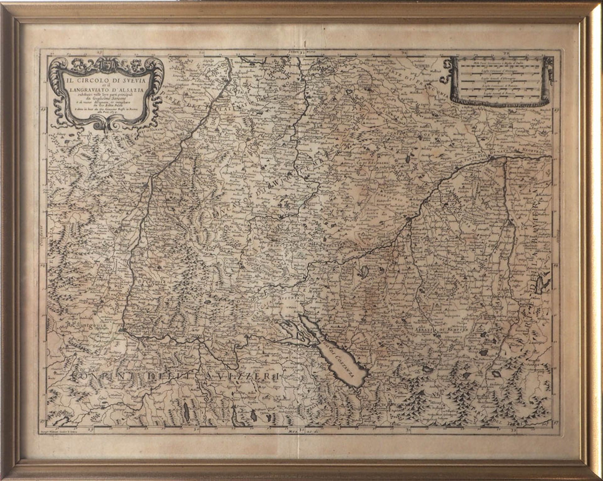 Falda, Giovanni Battista, 1648 - 1678 Landkarte von Süddeutschland, Teilen des Elsass und der