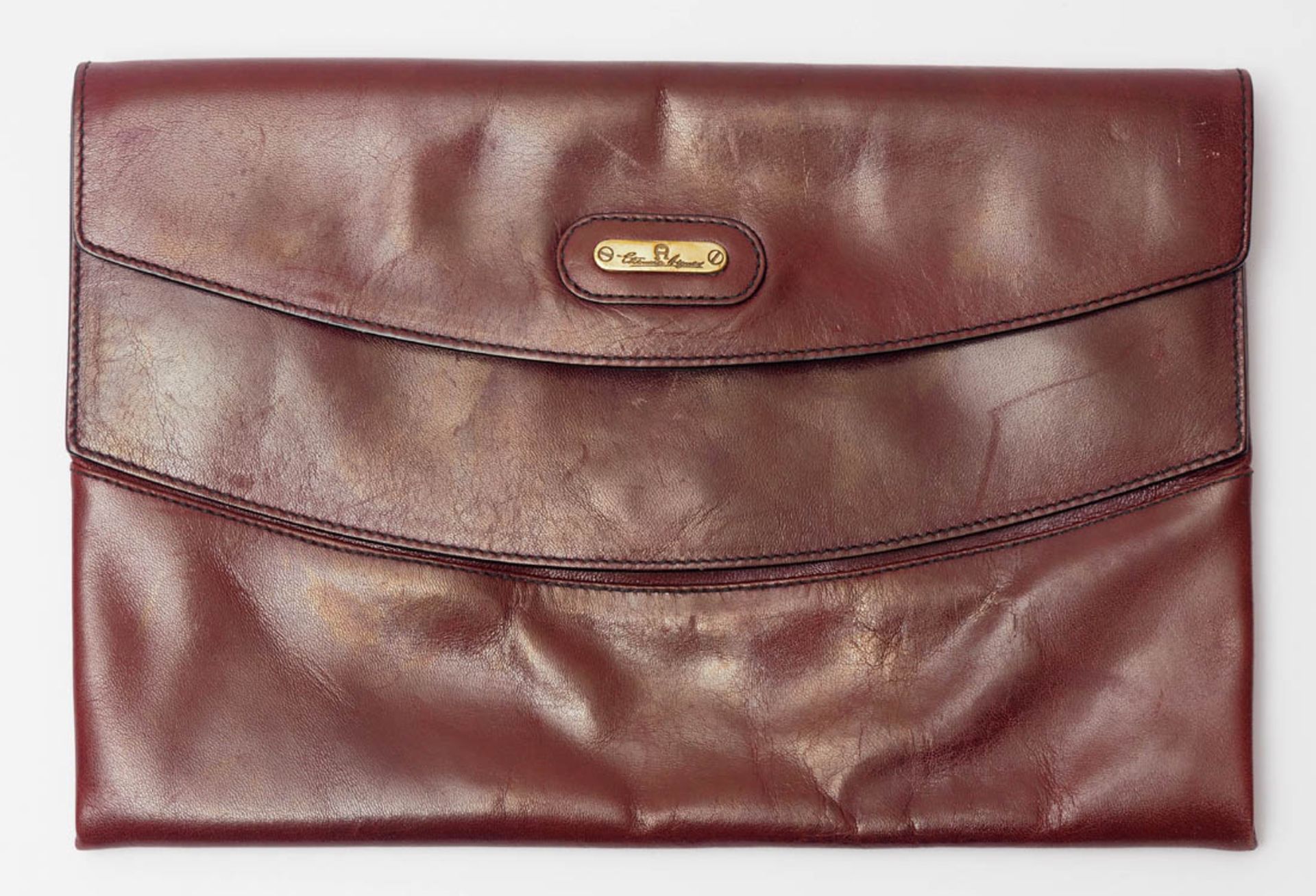 Damenhandtasche (Clutch), Aigner Bordeauxrotes Leder. 17,5x26cm. Dazu ein Geldbeutel, Aigner. - Bild 3 aus 3