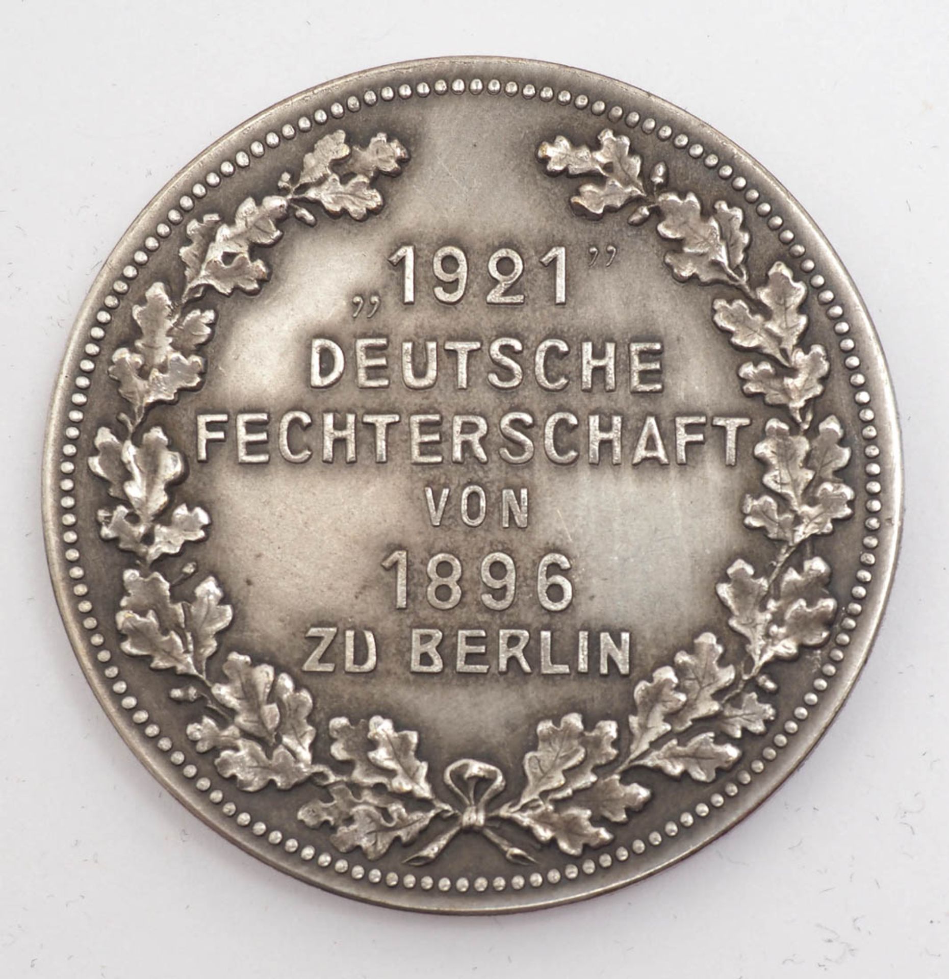 Medaille, 1921 Deutsche Fechtmeisterschaft, Berlin. Durchm.4cm. - Bild 2 aus 2