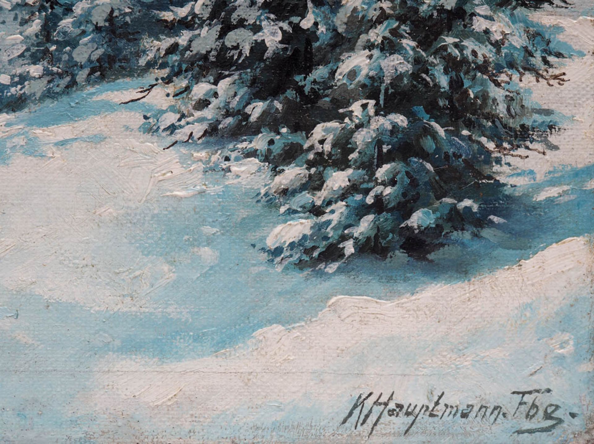 Hauptmann, Karl, 1880 - 1947 Weite, winterliche Schwarzwaldlandschaft mit schneeverhangenem Himmel - Bild 4 aus 8