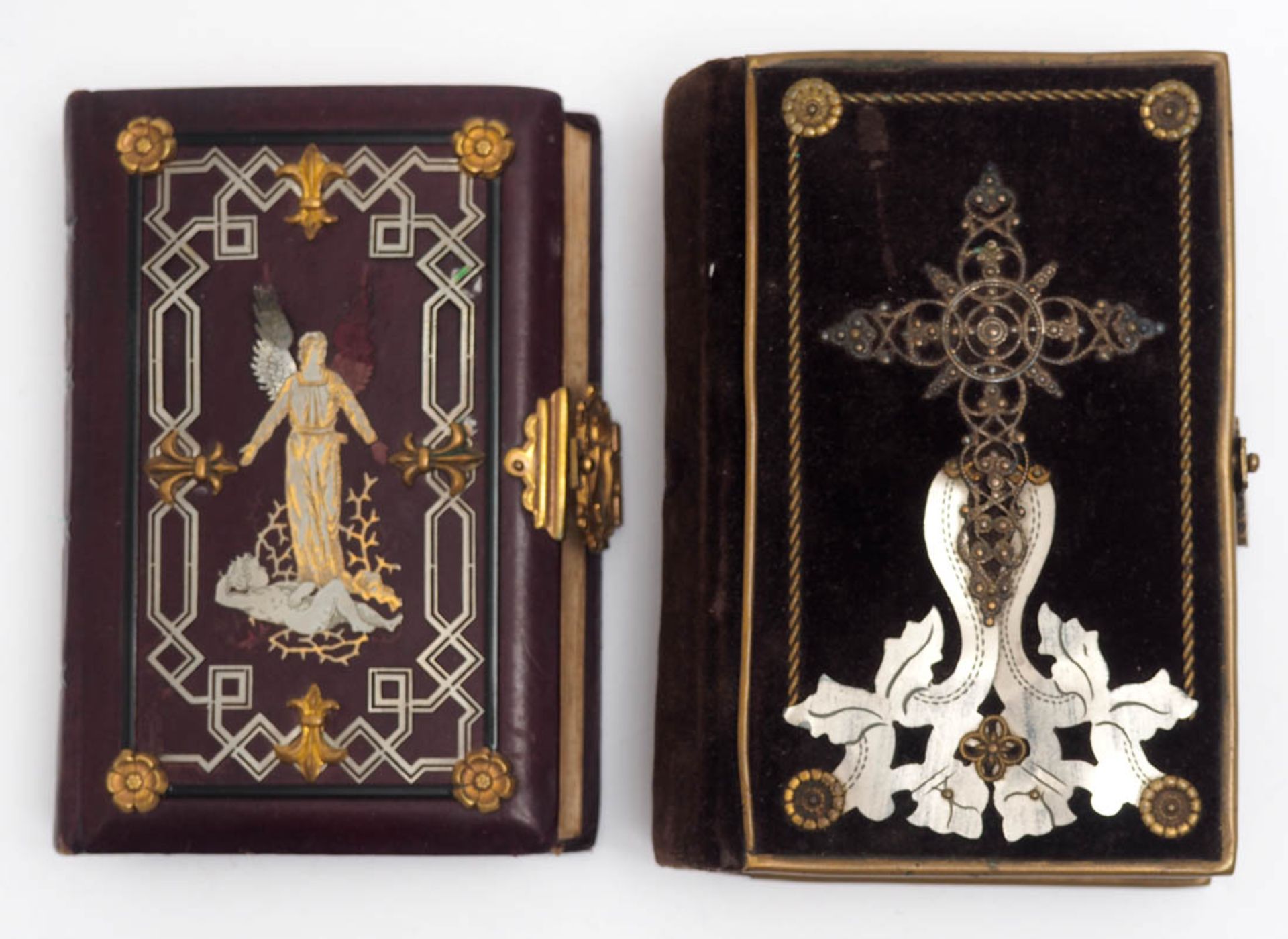 Zwei katholische Gebetbücher, 1897 bzw. 1888 Titelillustrationen (Chromolithographien). Verlag Bunke