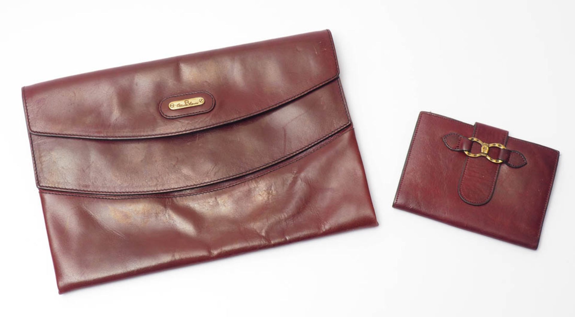 Damenhandtasche (Clutch), Aigner Bordeauxrotes Leder. 17,5x26cm. Dazu ein Geldbeutel, Aigner.