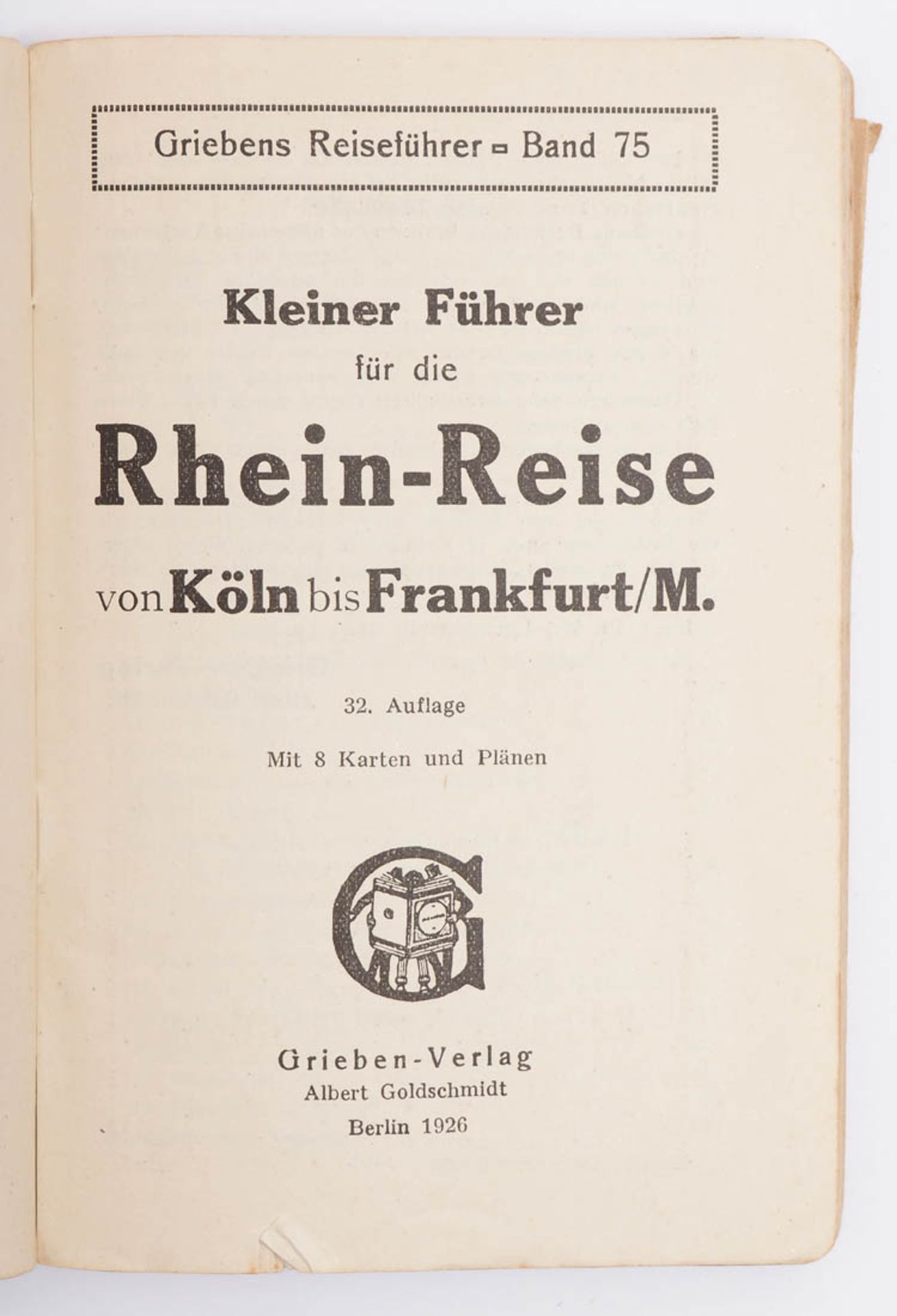 Griebens Führer für die Rheinreise 1926, mit ausklappbaren Kupferstichkarten. - Bild 2 aus 3
