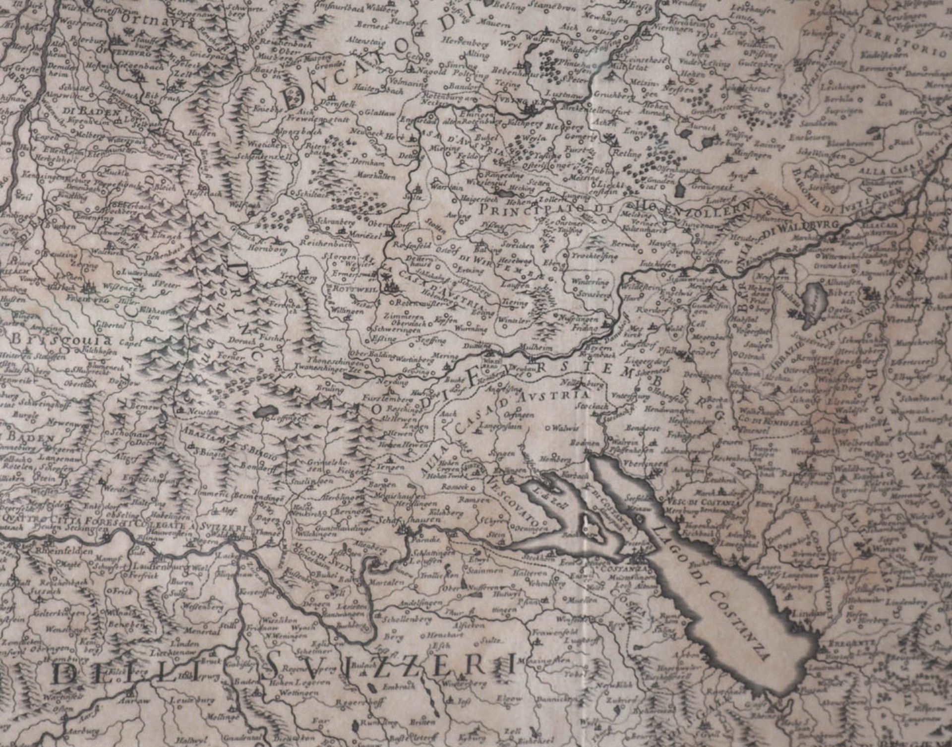 Falda, Giovanni Battista, 1648 - 1678 Landkarte von Süddeutschland, Teilen des Elsass und der - Bild 5 aus 5