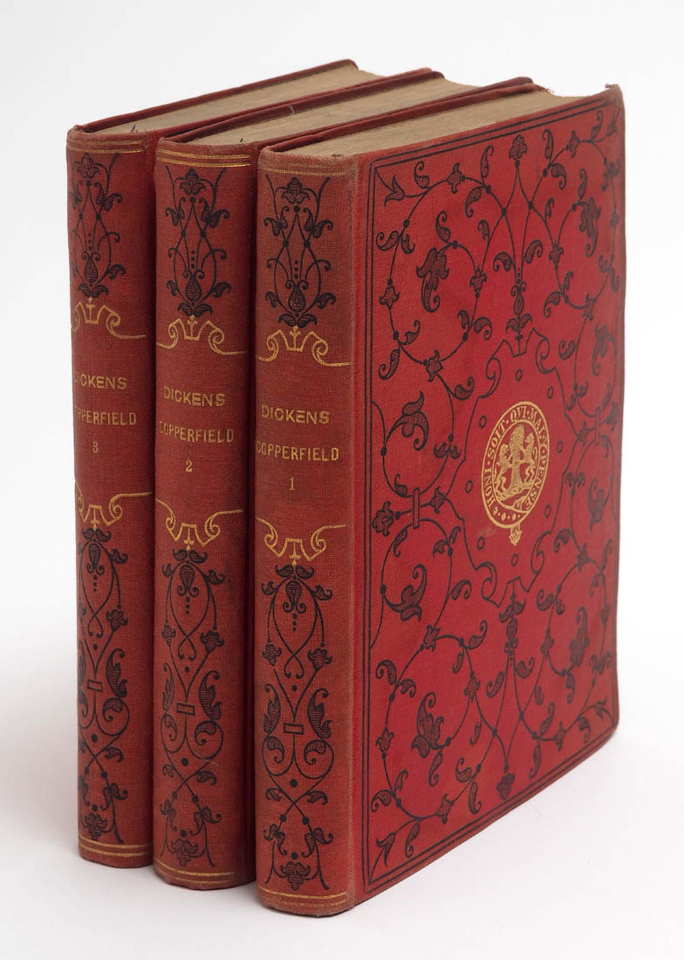 Dickens, Charles: David Copperfield 3 Bde., Tauchnitz, Leipzig 1850. Geprägter Leineneinband.