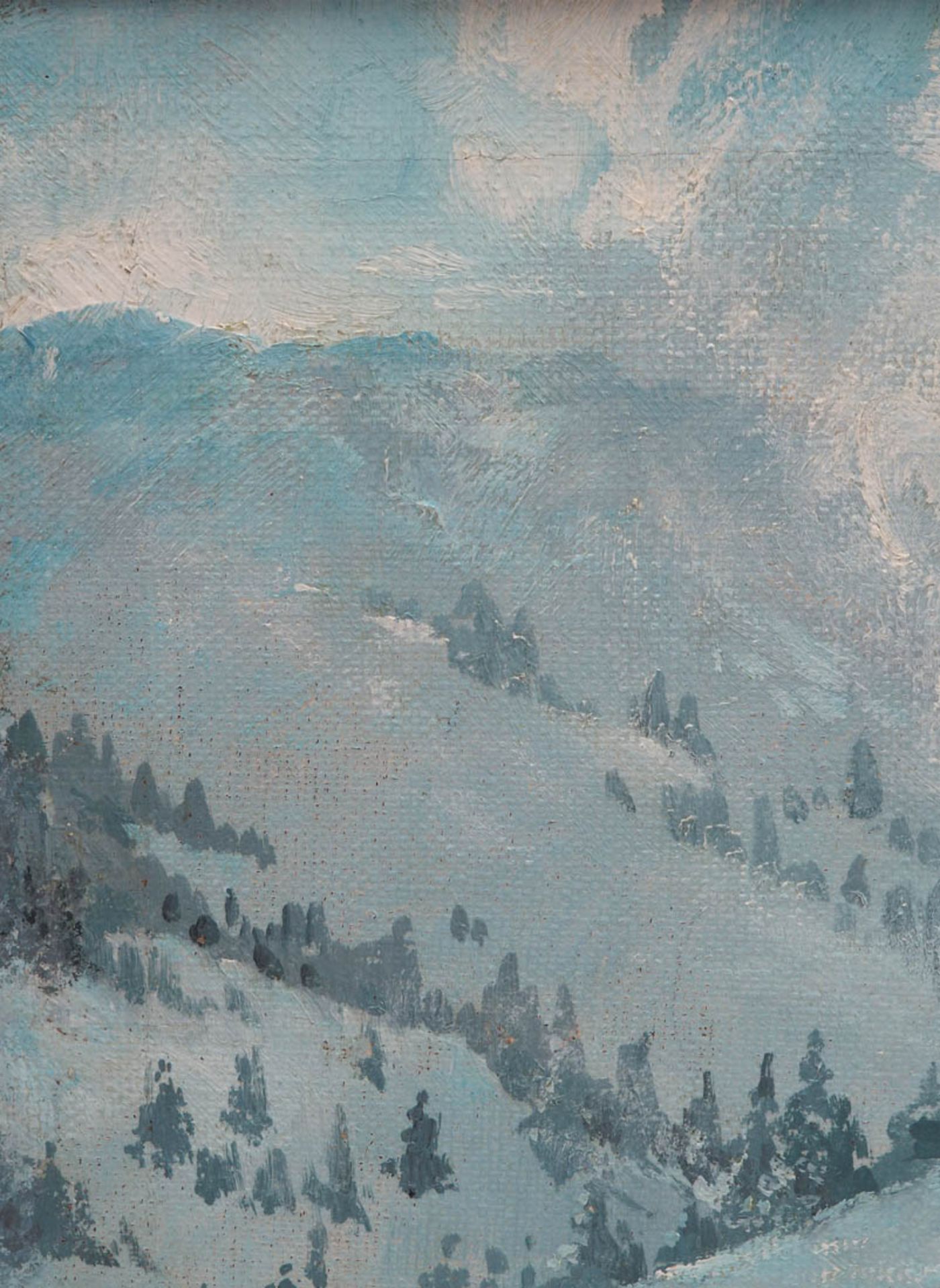 Hauptmann, Karl, 1880 - 1947 Weite, winterliche Schwarzwaldlandschaft mit schneeverhangenem Himmel - Bild 2 aus 8
