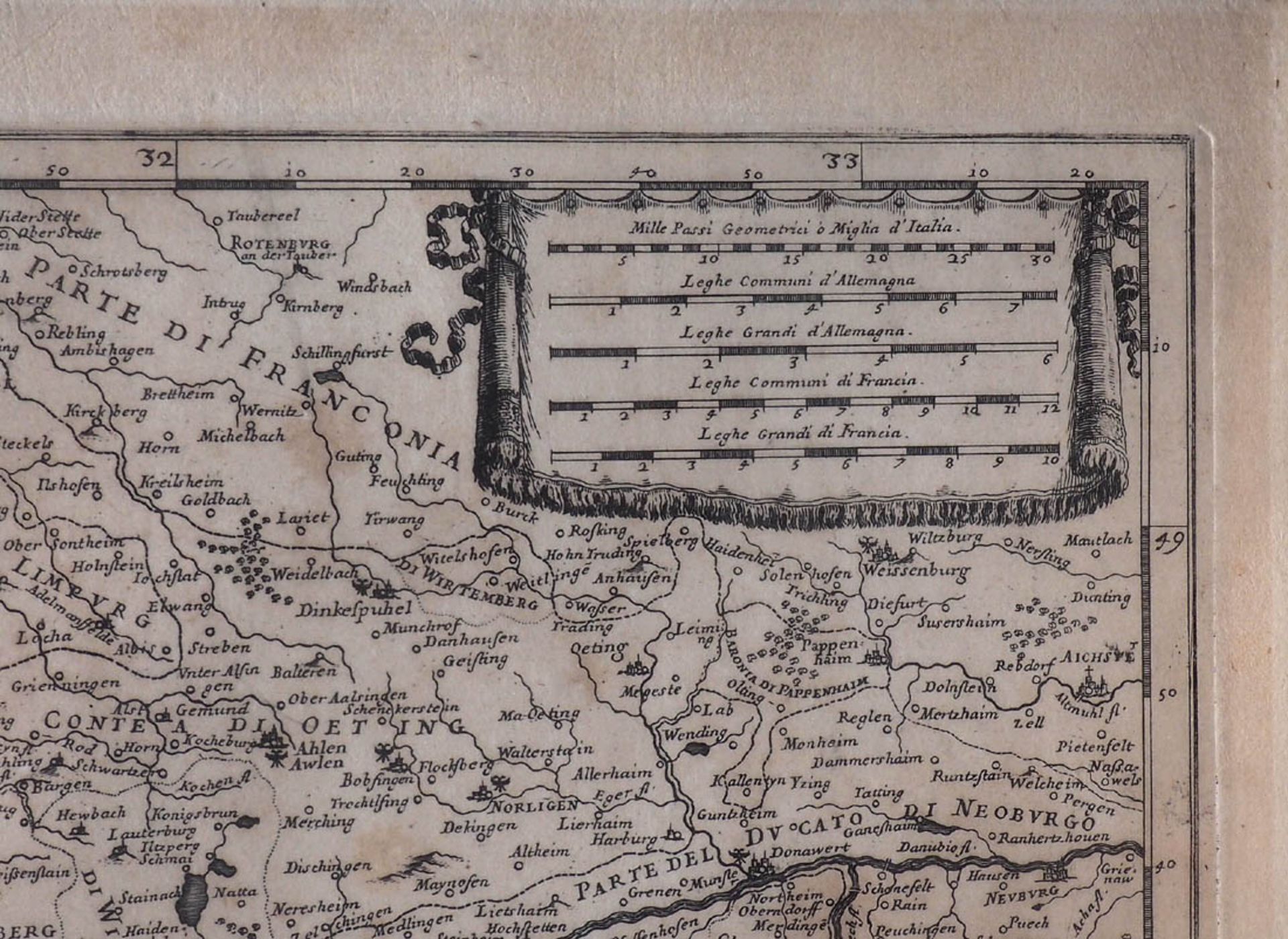 Falda, Giovanni Battista, 1648 - 1678 Landkarte von Süddeutschland, Teilen des Elsass und der - Bild 4 aus 5
