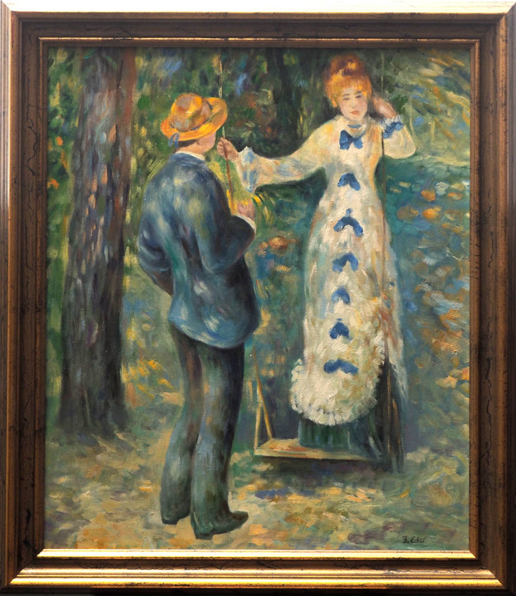 Renoir, Auguste (Kopie nach) Das Mädchen auf der Schaukel. Öl/Lwd., ger. Bildgröße 60x49cm.