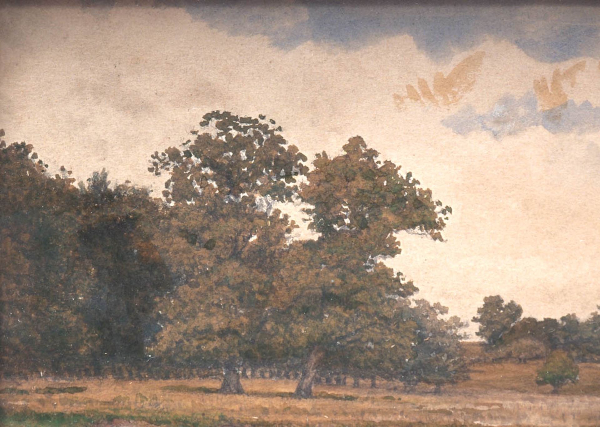 Kittendorf, Johann Adolf, 1820 - 1902 Weite, baumbestandene Landschaft unter sommerlich bewölktem - Bild 2 aus 6