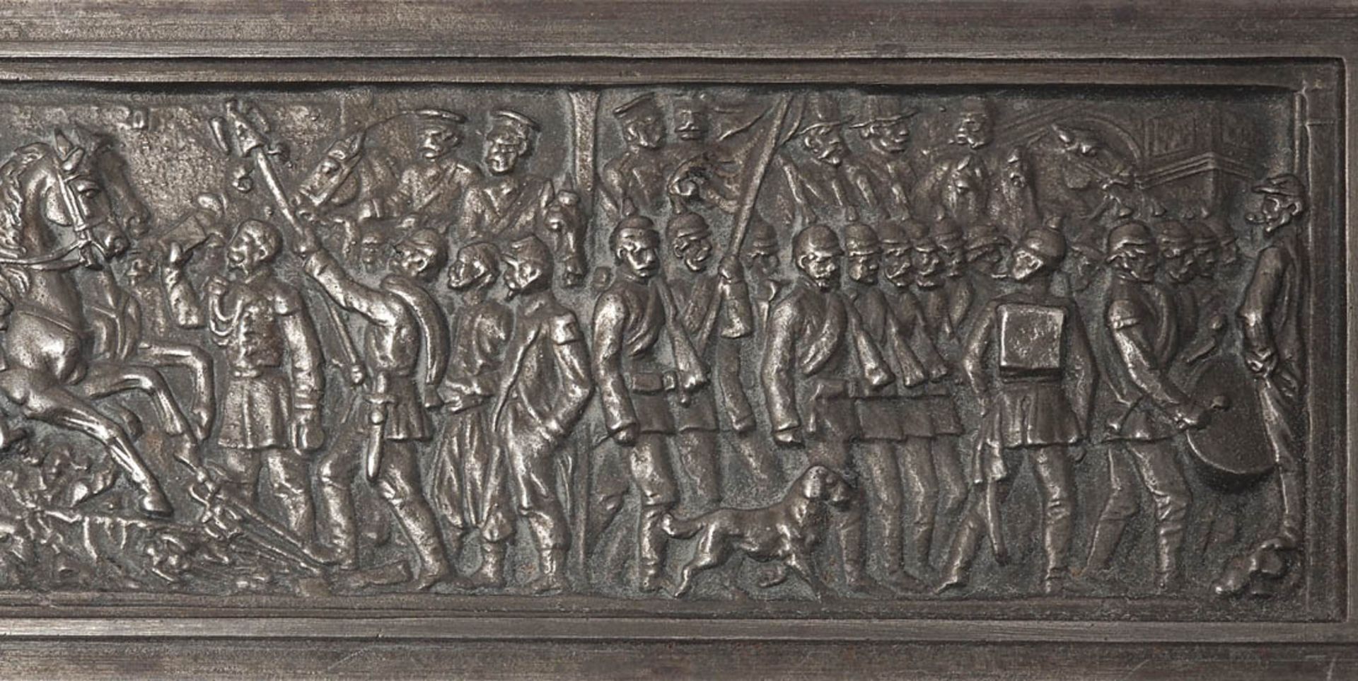 Bronzerelief Feine Darstellung eines Triumphzuges mit Kaiser Wilhelm II, Bismarck und - Bild 4 aus 5