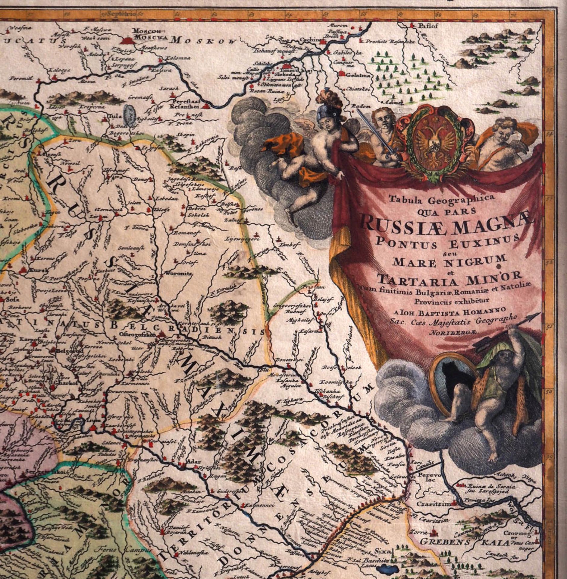 Homann, Johann Baptist, 1664 - 1724 Landkarte von Groß-Russland mit dem Schwarzen Meer. Rechts - Image 5 of 8