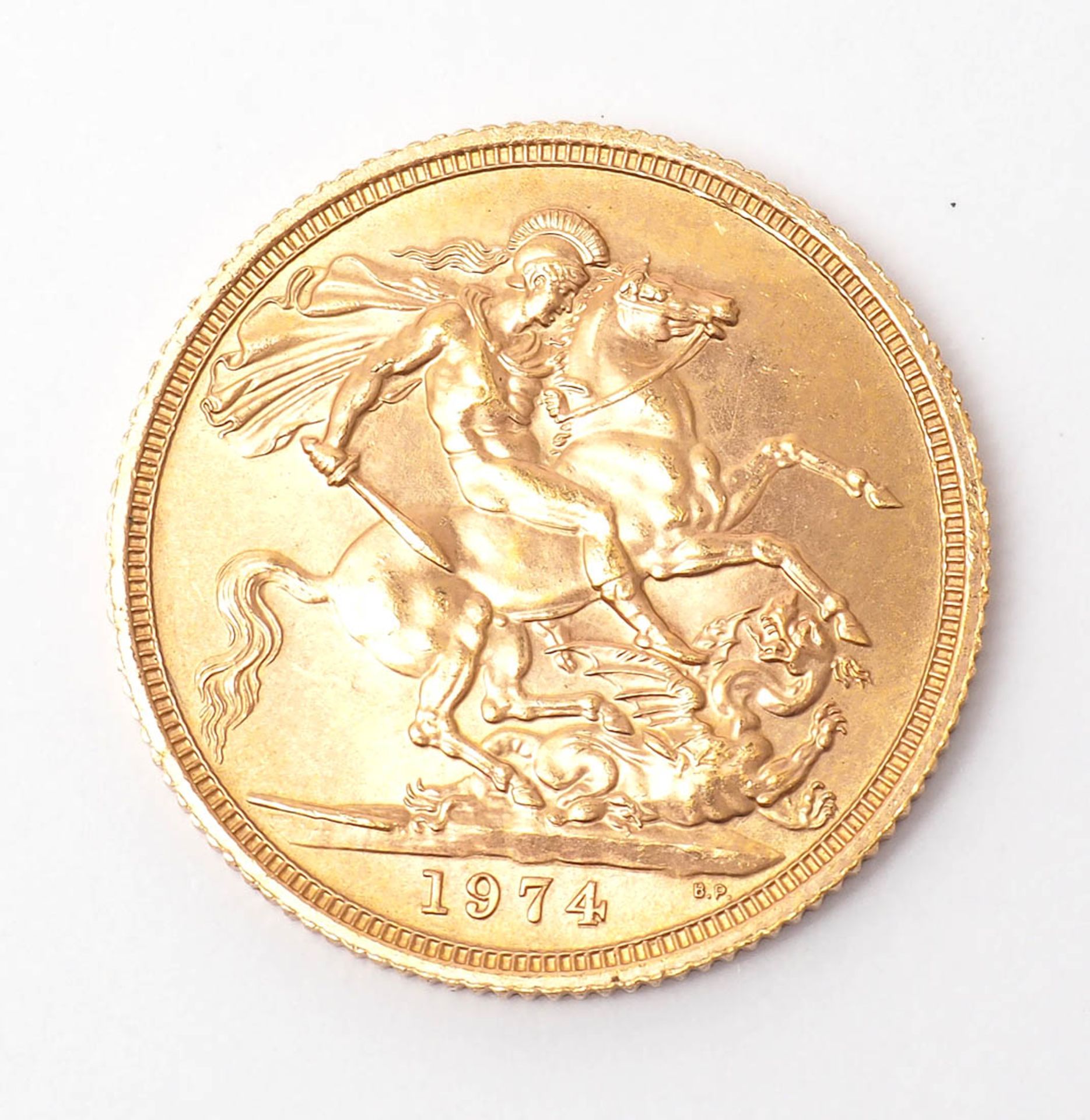 Goldmünze, "Sovereign", England 1974 Gew. ca. 7,9g. - Bild 2 aus 2