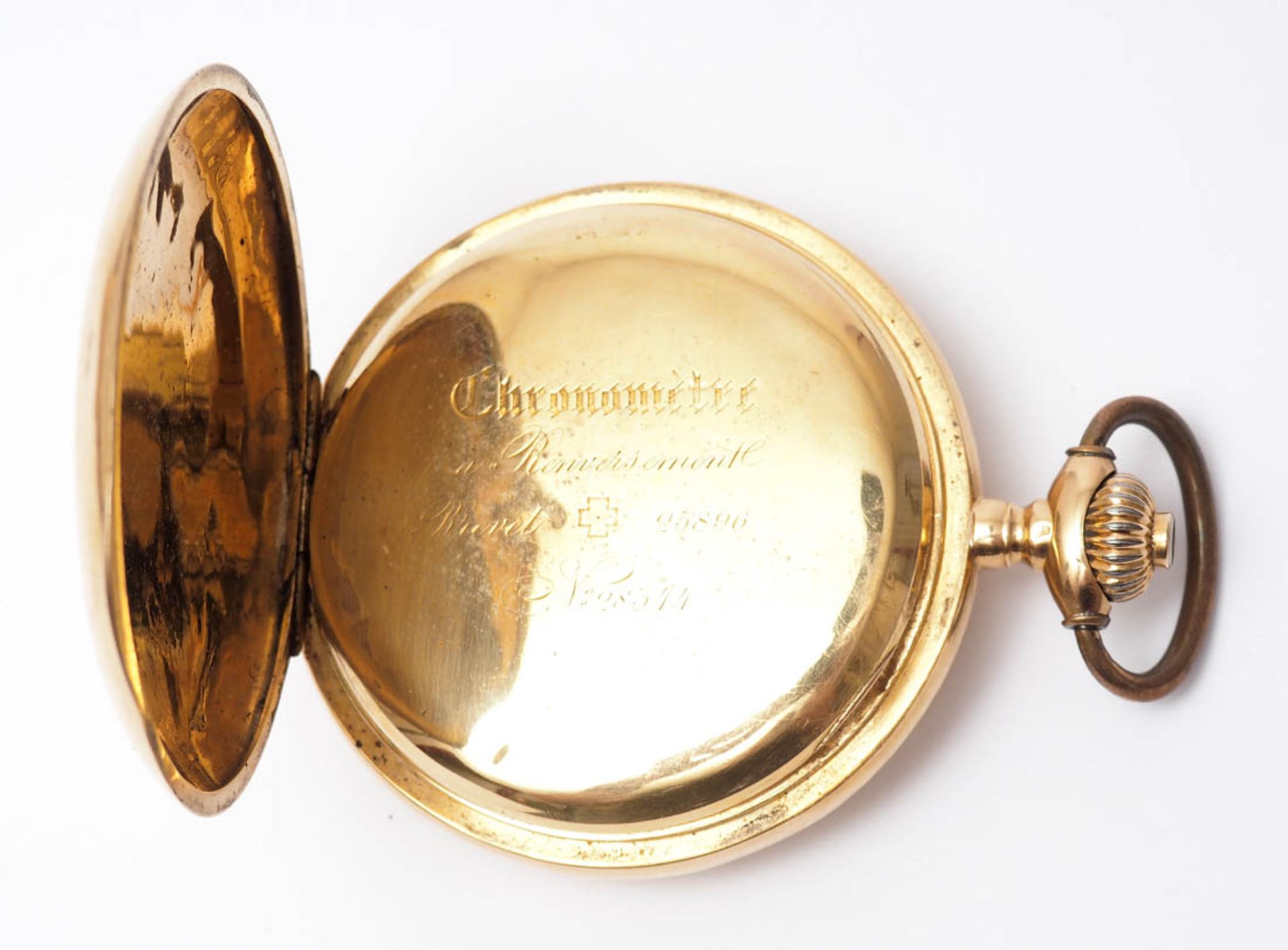 Herrensavonette, Westschweiz, um 1920 Wippen-Chronometer. Fein graviertes Gehäuse, num. 28344 bzw. - Image 5 of 5