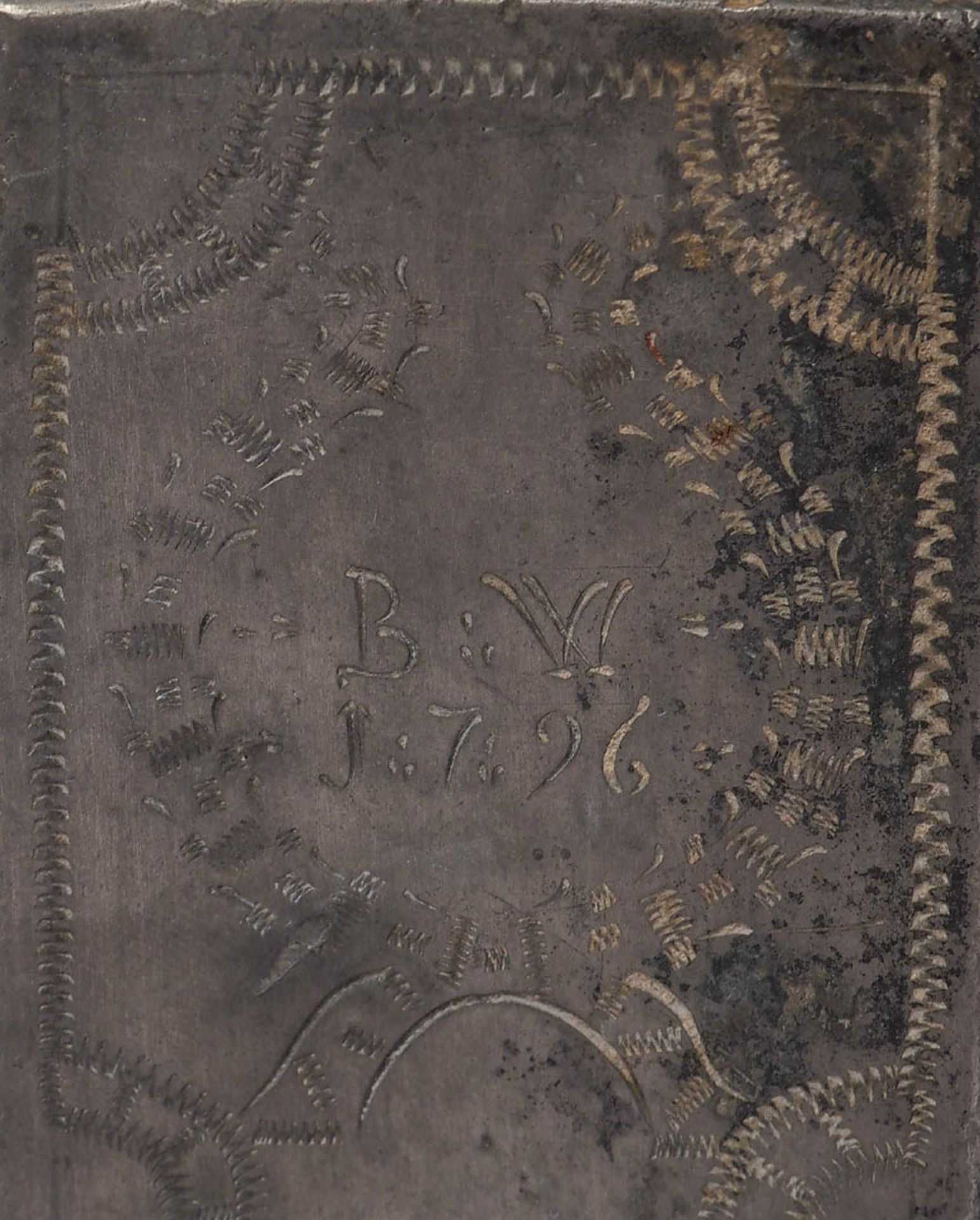 Schraubkanne, dat. 1796 Sechskantiger, konischer Korpus, Schraubdeckel mit ovaler Handhabe. Auf - Bild 3 aus 3