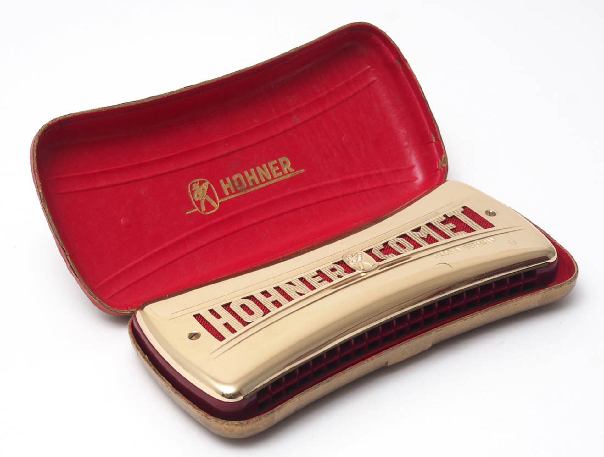 Mundharmonika, Hohner Comet Im Originaletui. L.16cm.