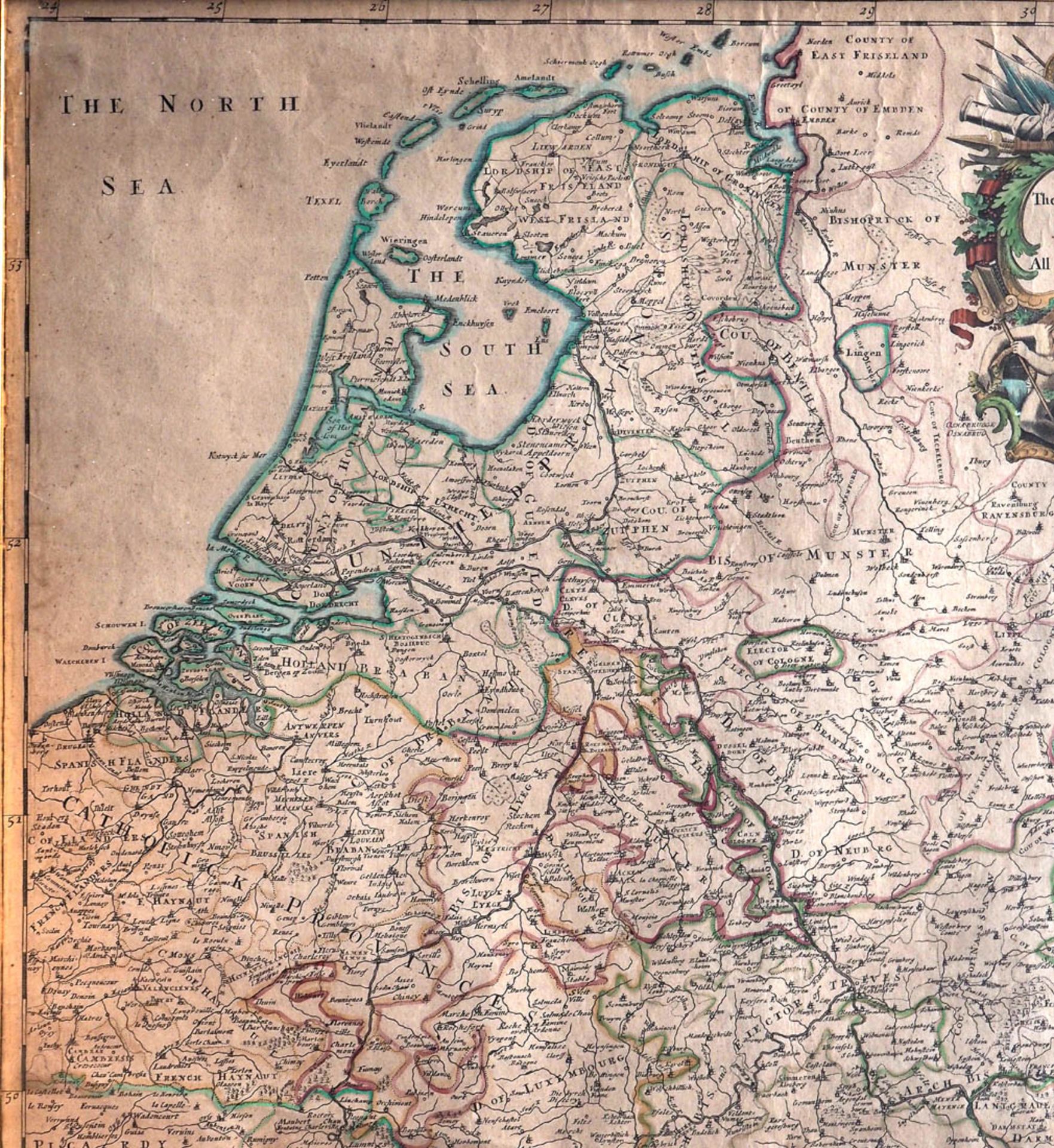 Berry, William, 1639 - 1718 Der Verlauf des Rheins, rechts oben große Wappenkartusche mit Widmung - Bild 5 aus 7