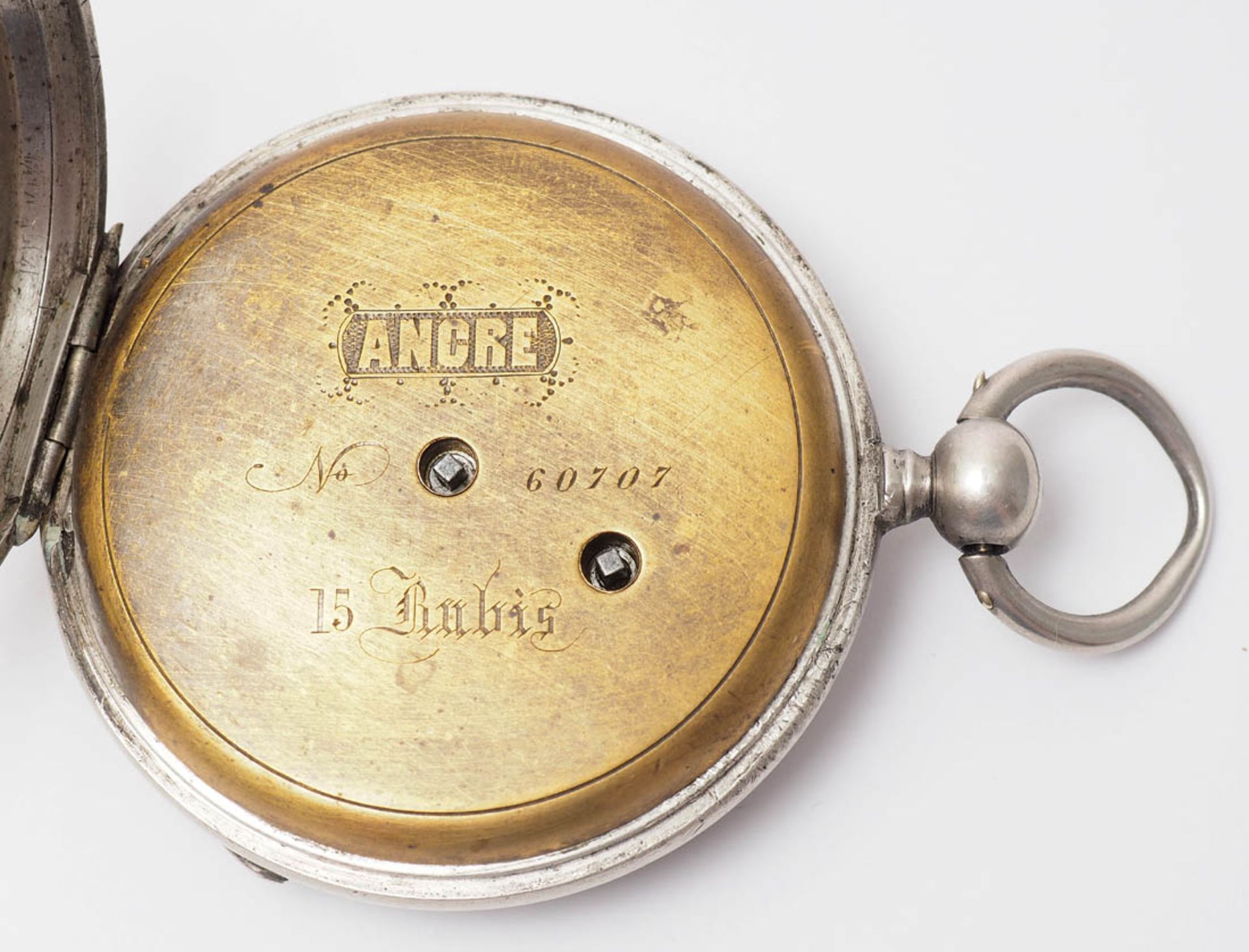 Herrentaschenuhr, um 1900 Silbergehäuse. Messinginnendeckel. Zweifarbiges Porzellanzifferblatt mit - Image 3 of 5
