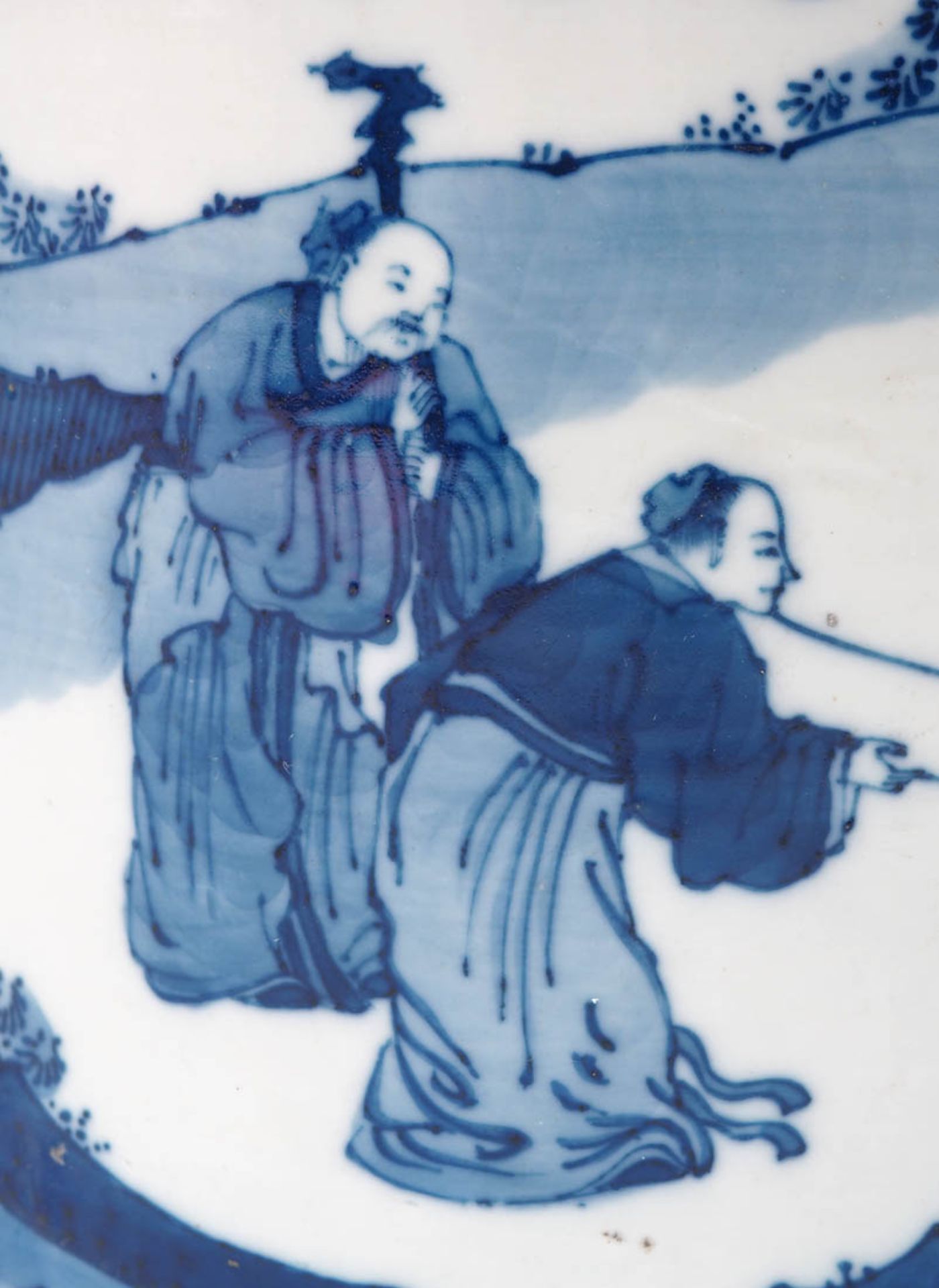 Pinselwaschgefäß, China, Qing-Dynastie Zylindrische Form. Auf der Wandung Dekor in Blaumalerei mit - Bild 6 aus 11