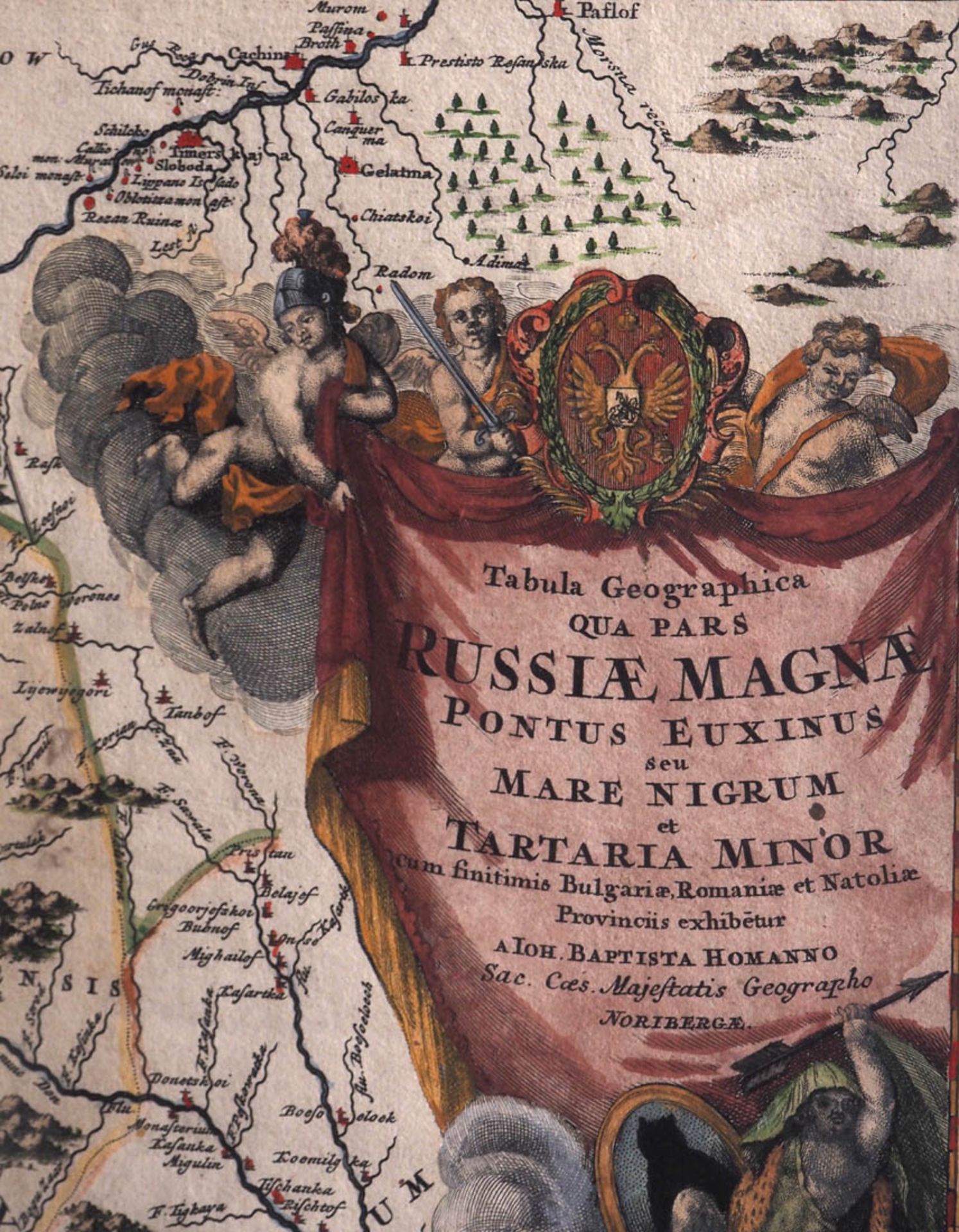 Homann, Johann Baptist, 1664 - 1724 Landkarte von Groß-Russland mit dem Schwarzen Meer. Rechts - Image 2 of 8