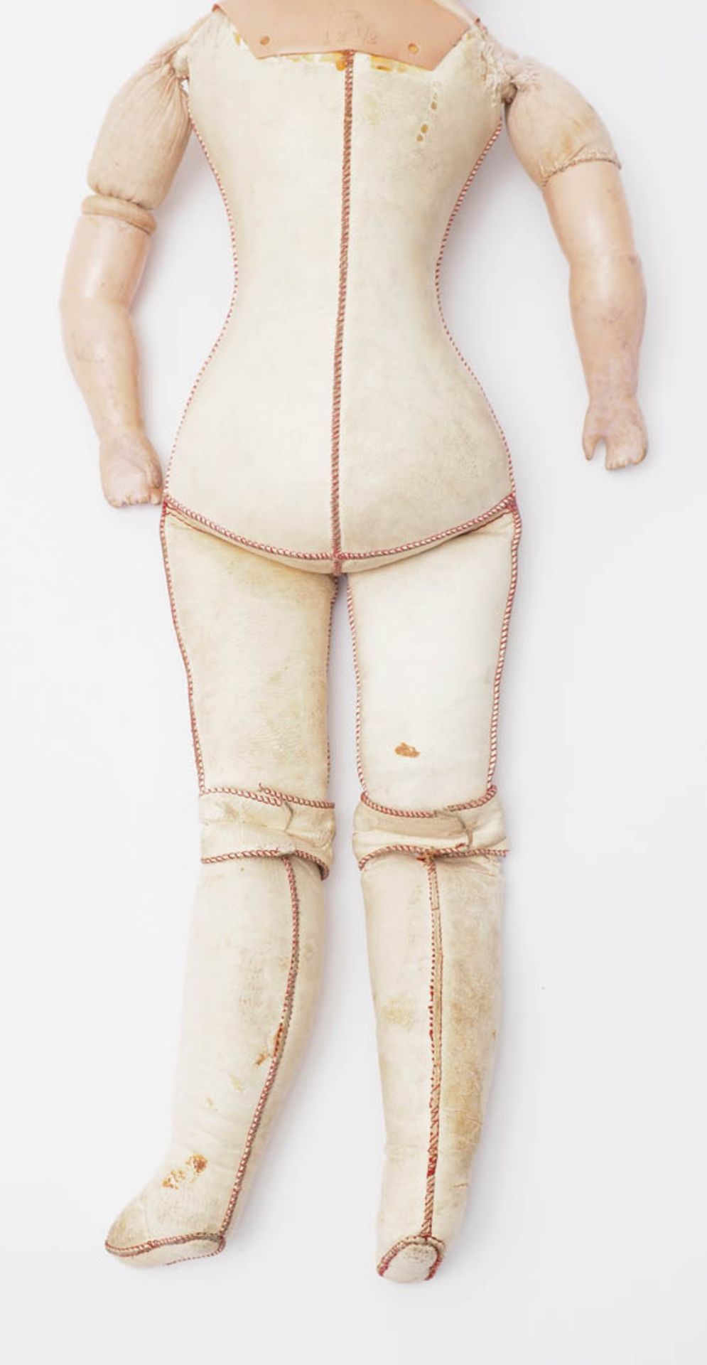 Puppe, Schildkröt, um 1900 Kopf aus Kunststoff, Körper und Beine aus Leder, Arme aus Stoff und - Image 4 of 11