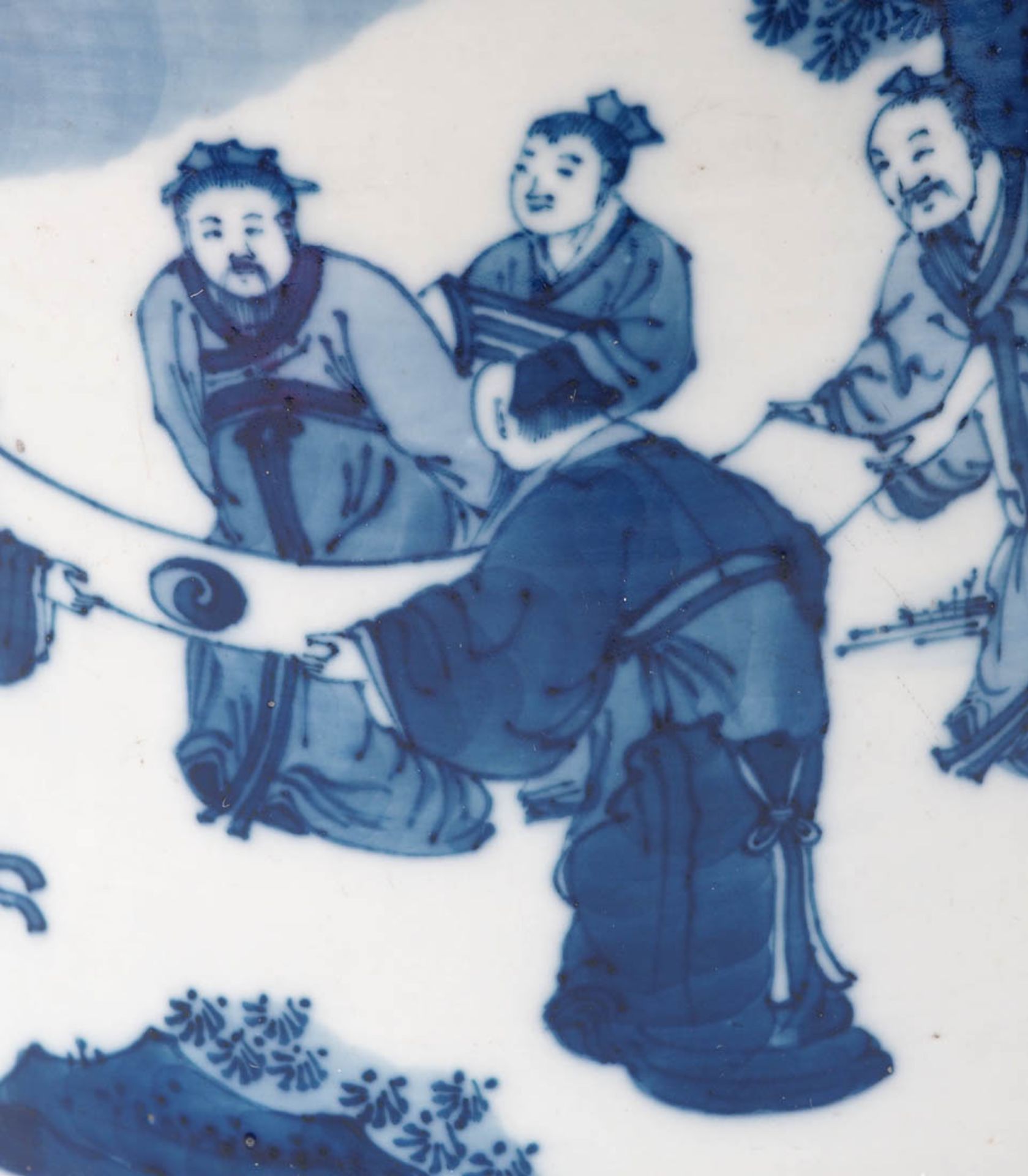 Pinselwaschgefäß, China, Qing-Dynastie Zylindrische Form. Auf der Wandung Dekor in Blaumalerei mit - Bild 7 aus 11