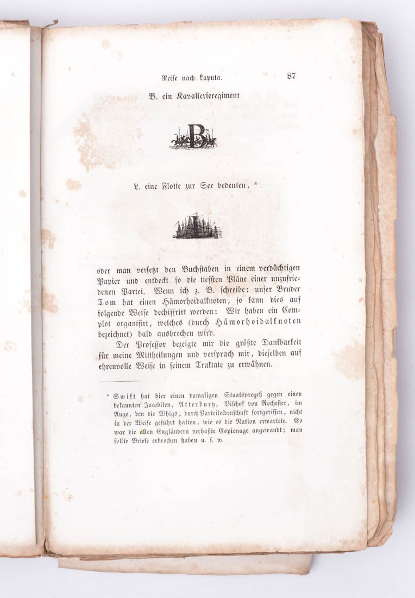 Swift, Jonathan: Gullivers Reisen, 2. & 3. Teil Übersetzung von Fr. Kottenkamp. Zweite Ausgabe, - Image 4 of 4