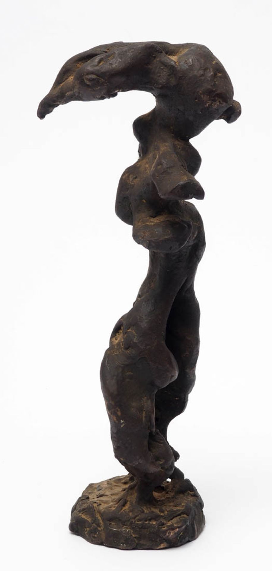 Unbekannter Künstler Vogelmensch. Bronze, dunkel patiniert, auf dem Boden undeutl. sign. H.34cm. - Image 3 of 4