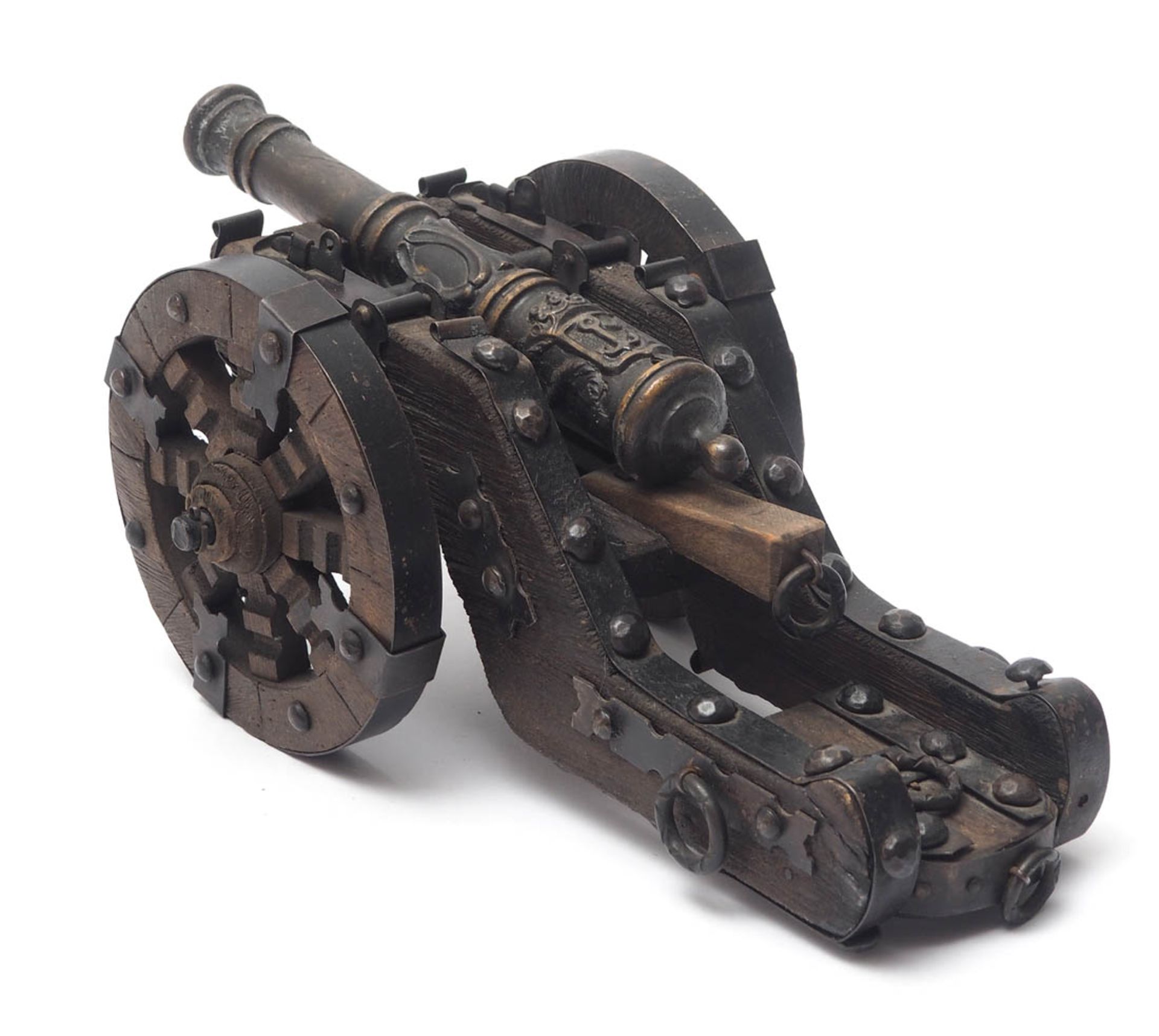 Kanonenmodell Holz und Metall. L.28cm.