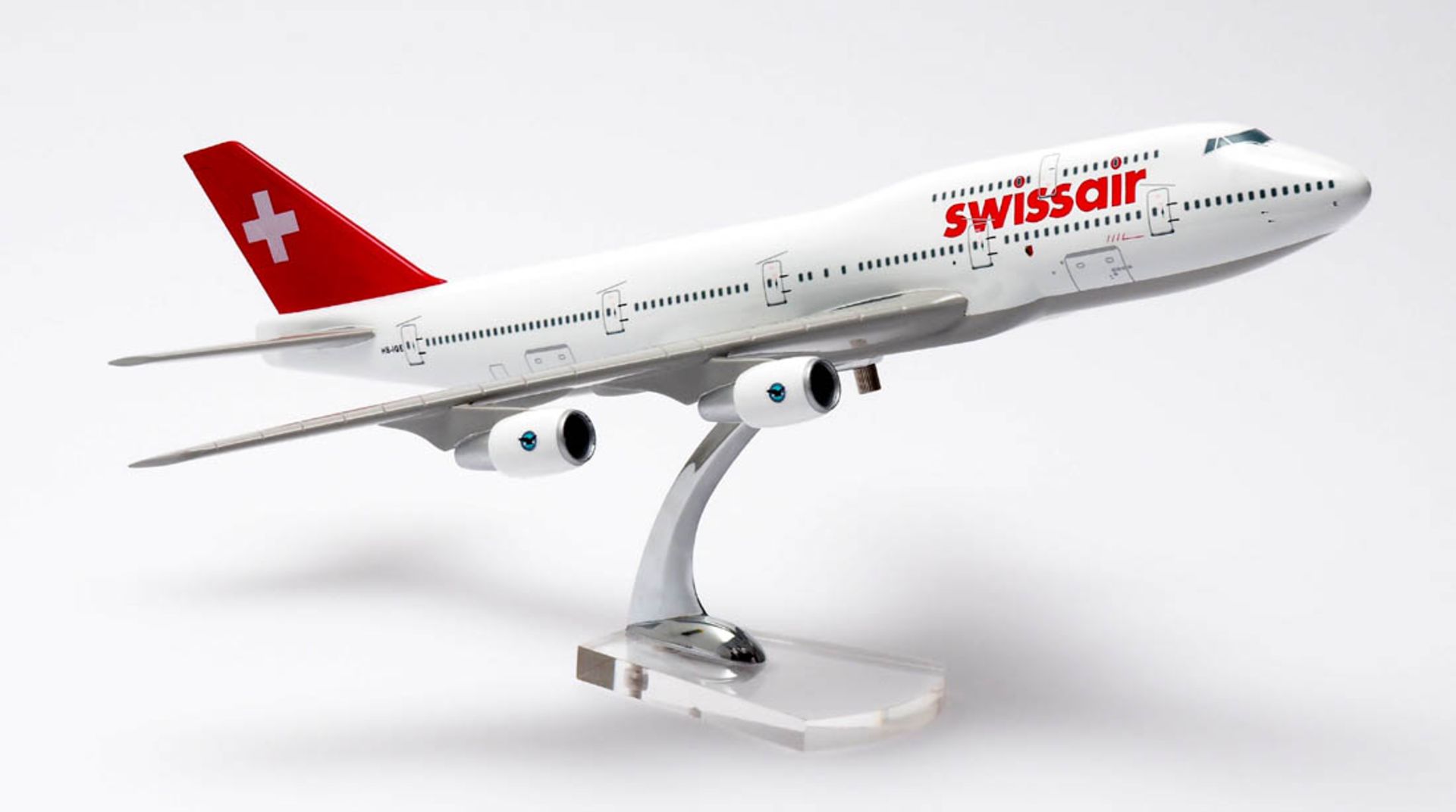 Flugzeugmodell Swissair. Metall und Kunststoff. L.47cm.