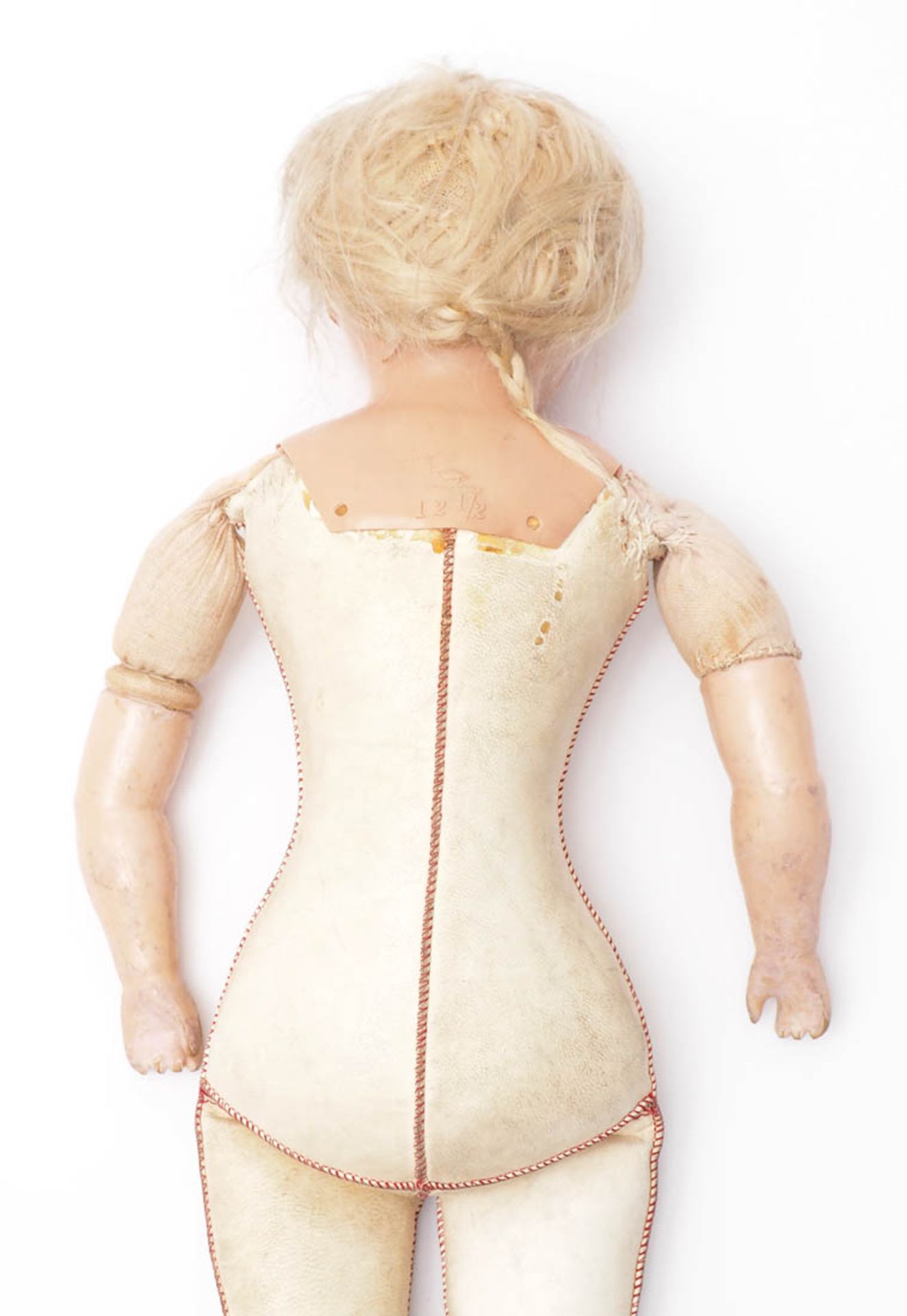 Puppe, Schildkröt, um 1900 Kopf aus Kunststoff, Körper und Beine aus Leder, Arme aus Stoff und - Image 5 of 11