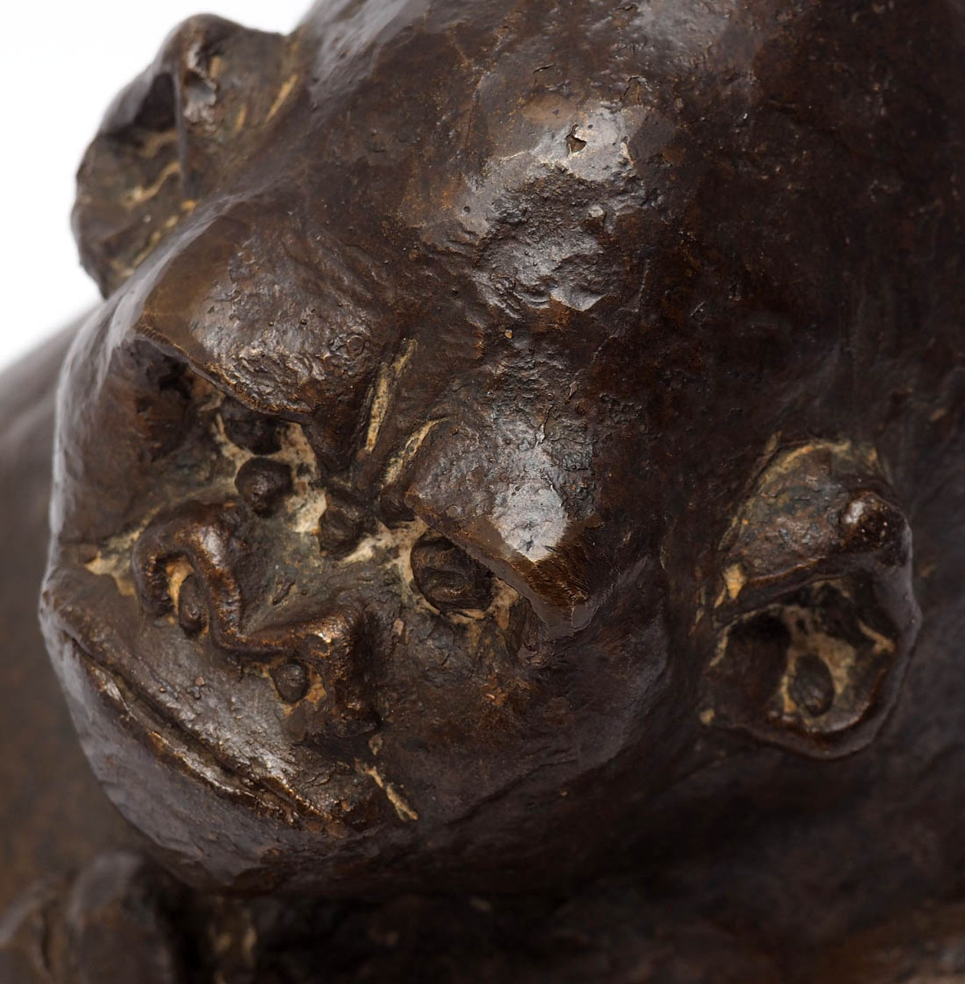 Tierbronze Büste eines Gorilla. Bronze, braun patiniert. H.21cm. - Image 3 of 5