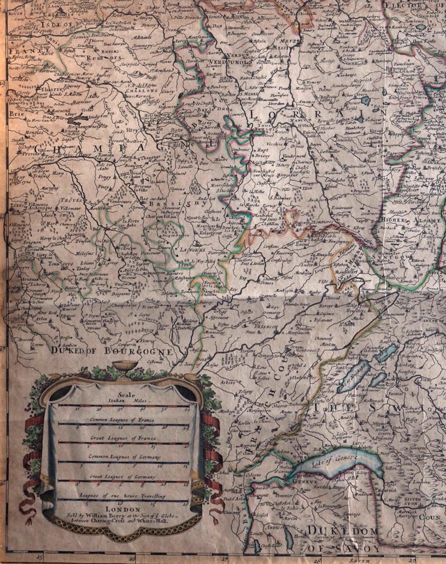 Berry, William, 1639 - 1718 Der Verlauf des Rheins, rechts oben große Wappenkartusche mit Widmung - Bild 4 aus 7