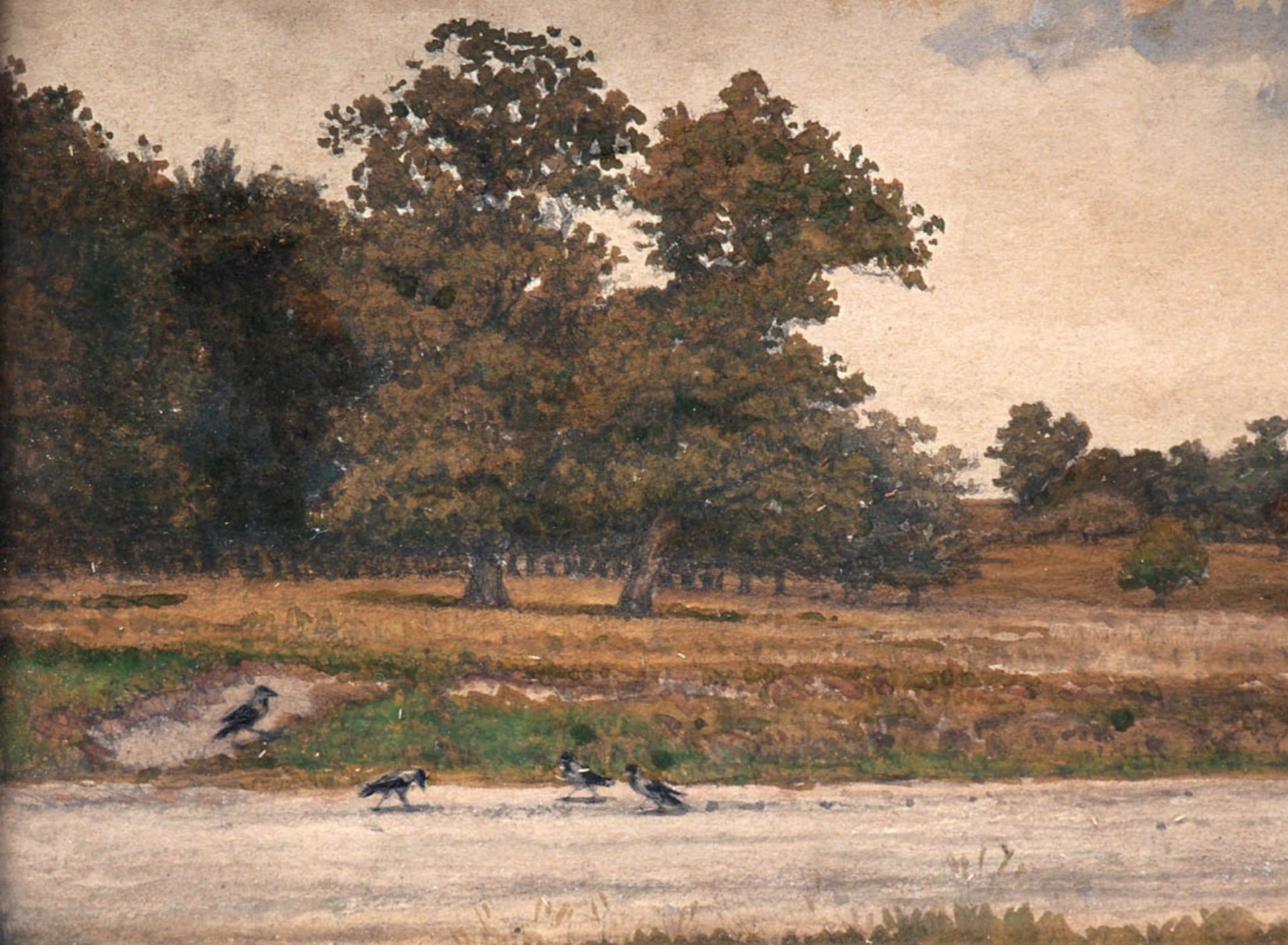 Kittendorf, Johann Adolf, 1820 - 1902 Weite, baumbestandene Landschaft unter sommerlich bewölktem - Bild 5 aus 6