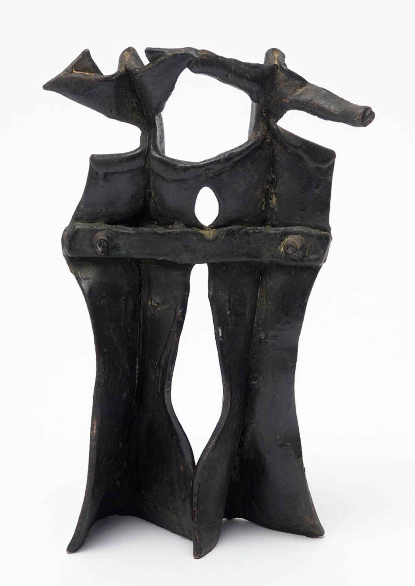 Unbekannter Künstler Paar Nonnen. Bronze, schwarz patiniert. H.24cm. - Bild 3 aus 3