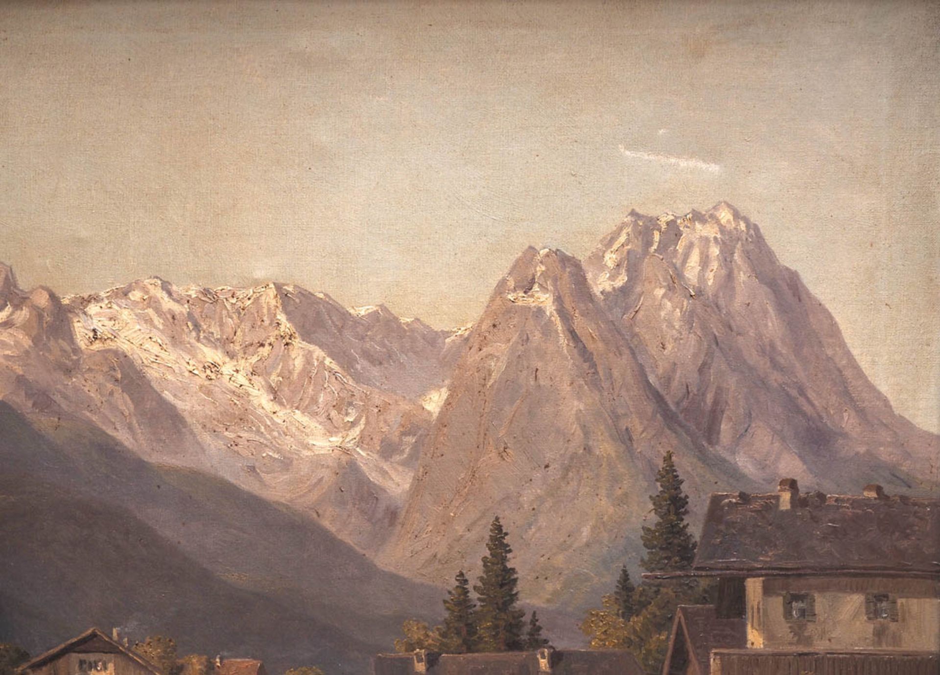 Klein, Eitel, 1906 - 1990 Dorfstraße eines kleinen Ortes in Voralpenlandschaft. Im Hintergrund die - Bild 3 aus 7