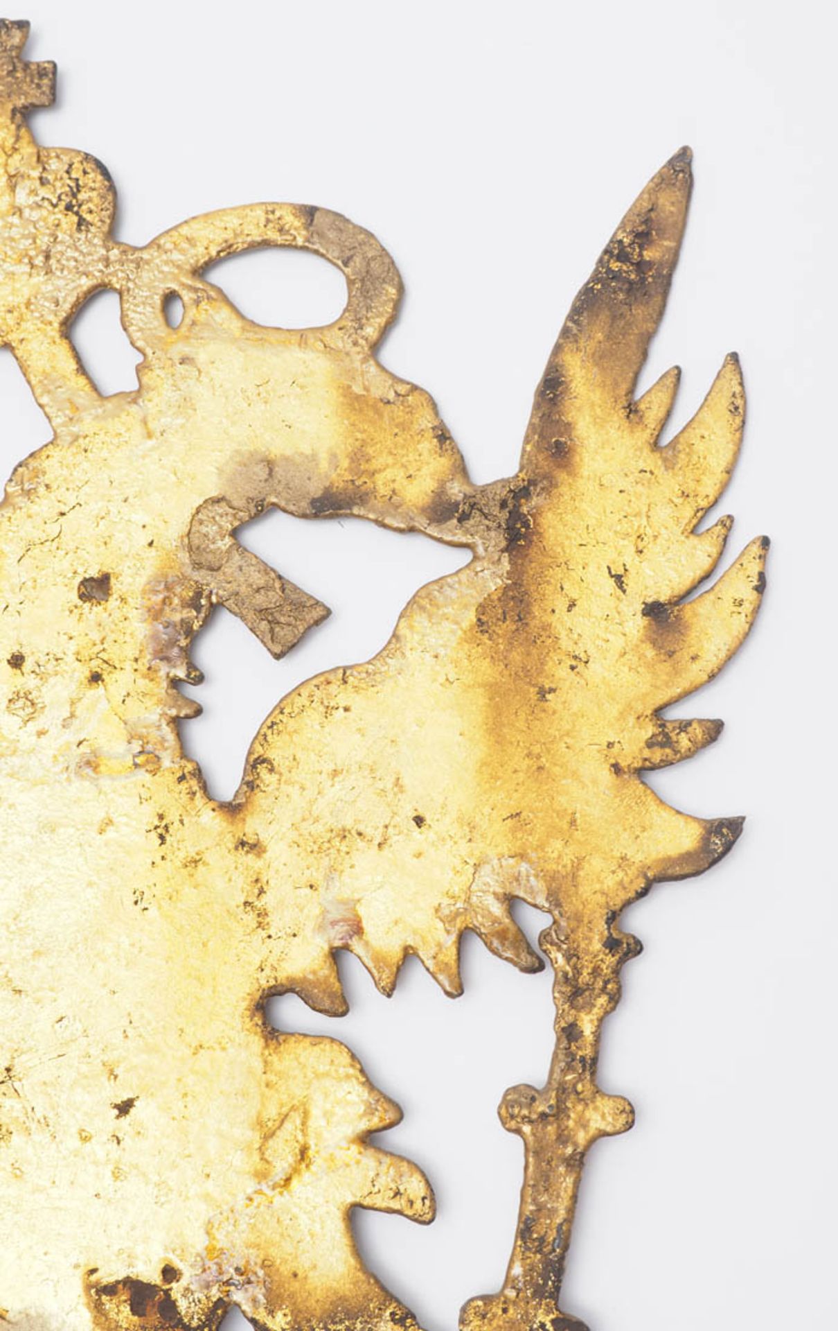 Doppeladler, wohl 18.Jhdt. Metall, vergoldet. H.18,5cm. Altersspuren. Vermutlich handelt es sich - Bild 3 aus 3
