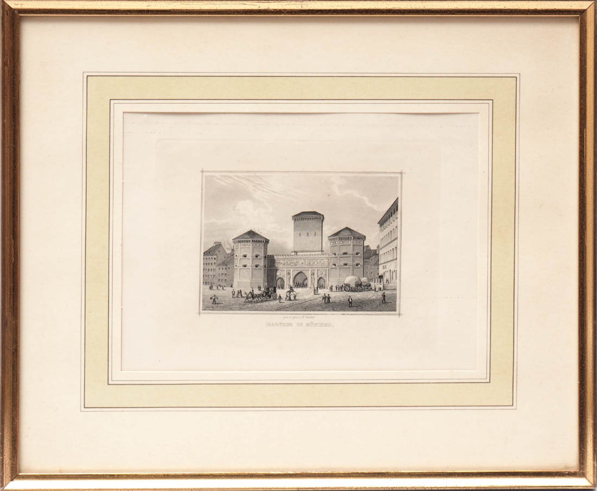 Fünf Stahlstiche, 19.Jhdt. Ansichten von München (Ruhmeshalle, Isartor, Pinakothek, - Bild 3 aus 5