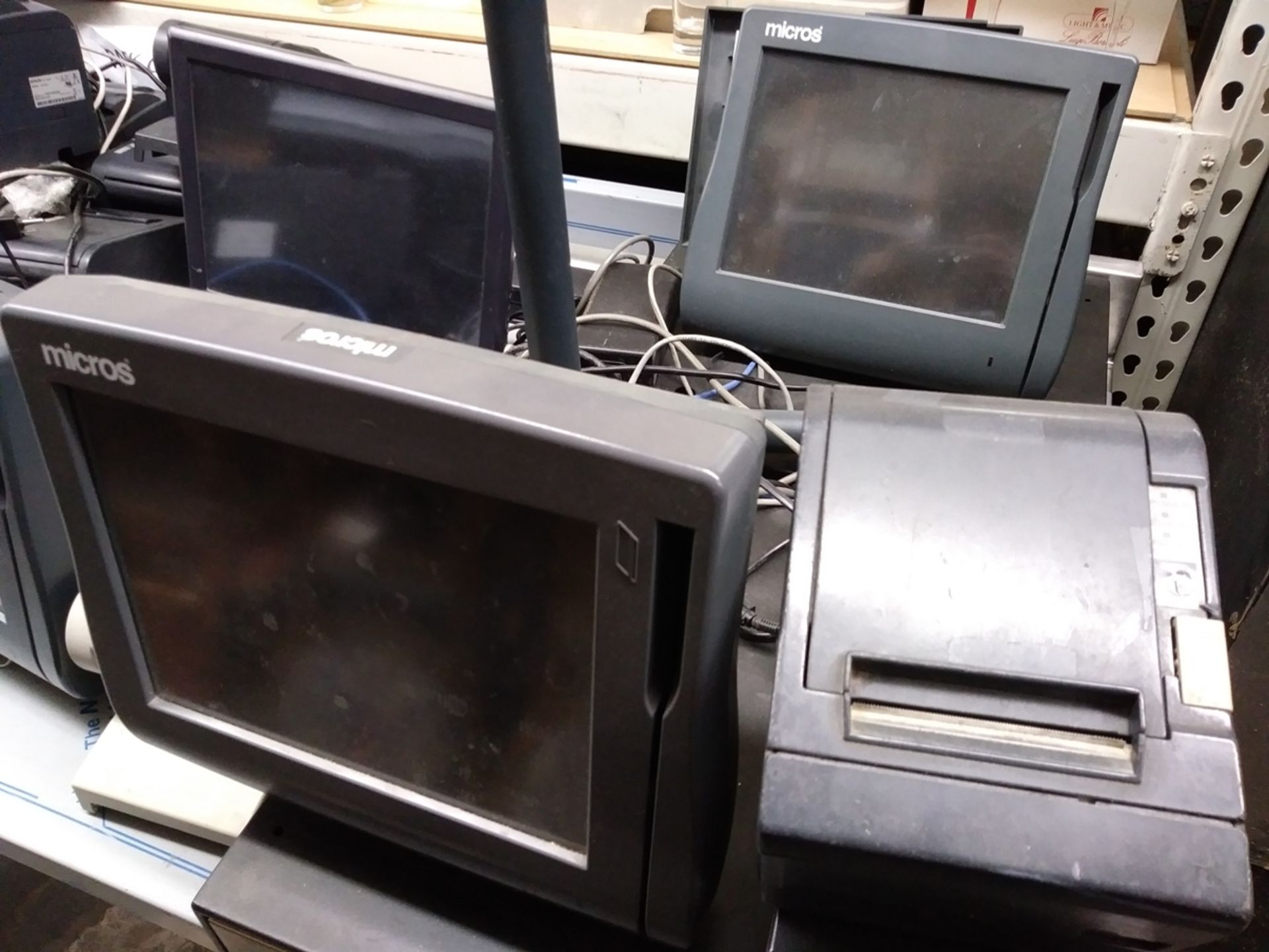 ENTIRE POS SYSTEM - INCLUDES 6 MICROS TOUCHSCREEN MONITORS, 12 RECEIPT PRINTERS, 2 CASH DRAWERS - Image 3 of 5