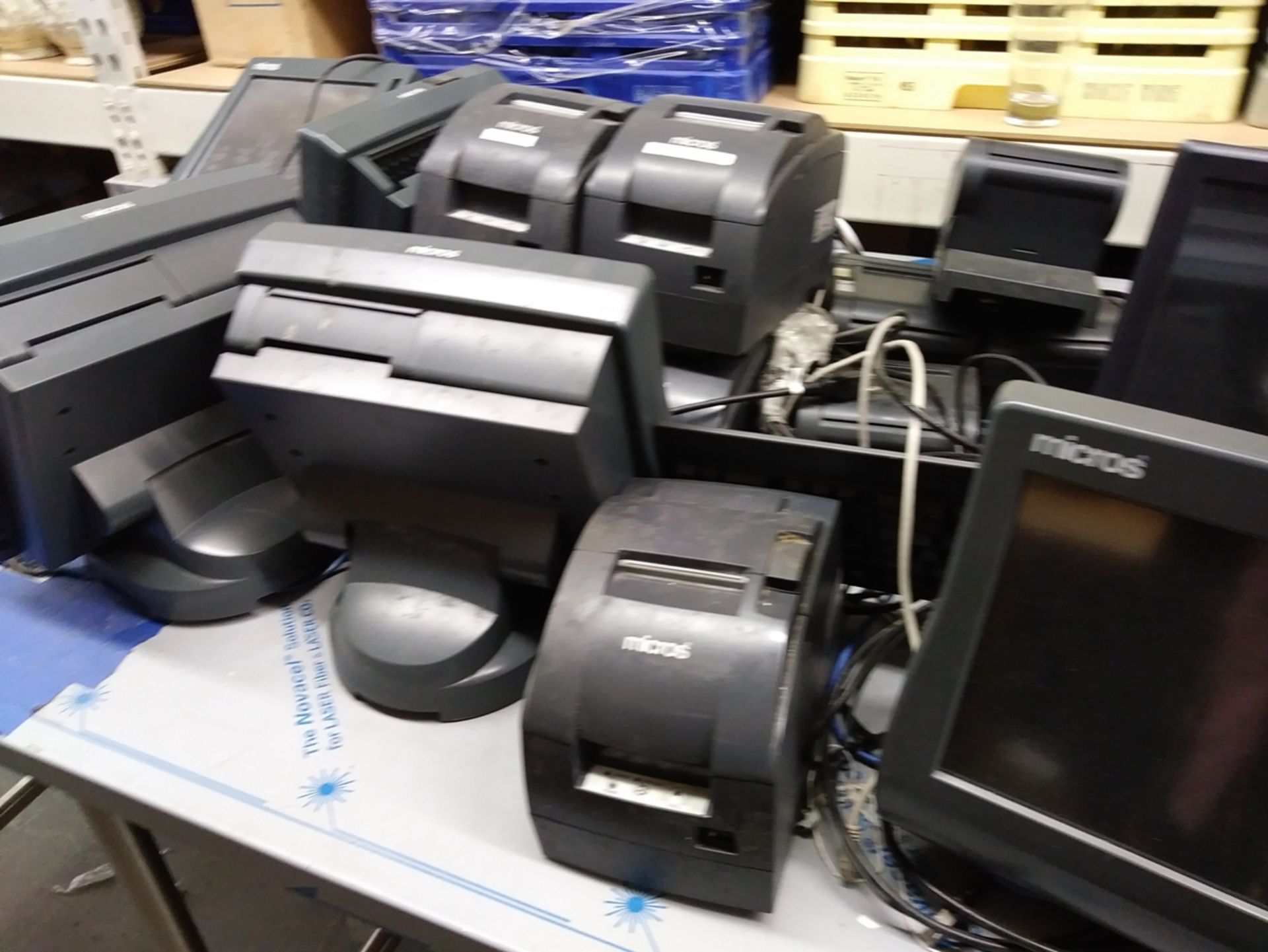 ENTIRE POS SYSTEM - INCLUDES 6 MICROS TOUCHSCREEN MONITORS, 12 RECEIPT PRINTERS, 2 CASH DRAWERS - Image 4 of 5