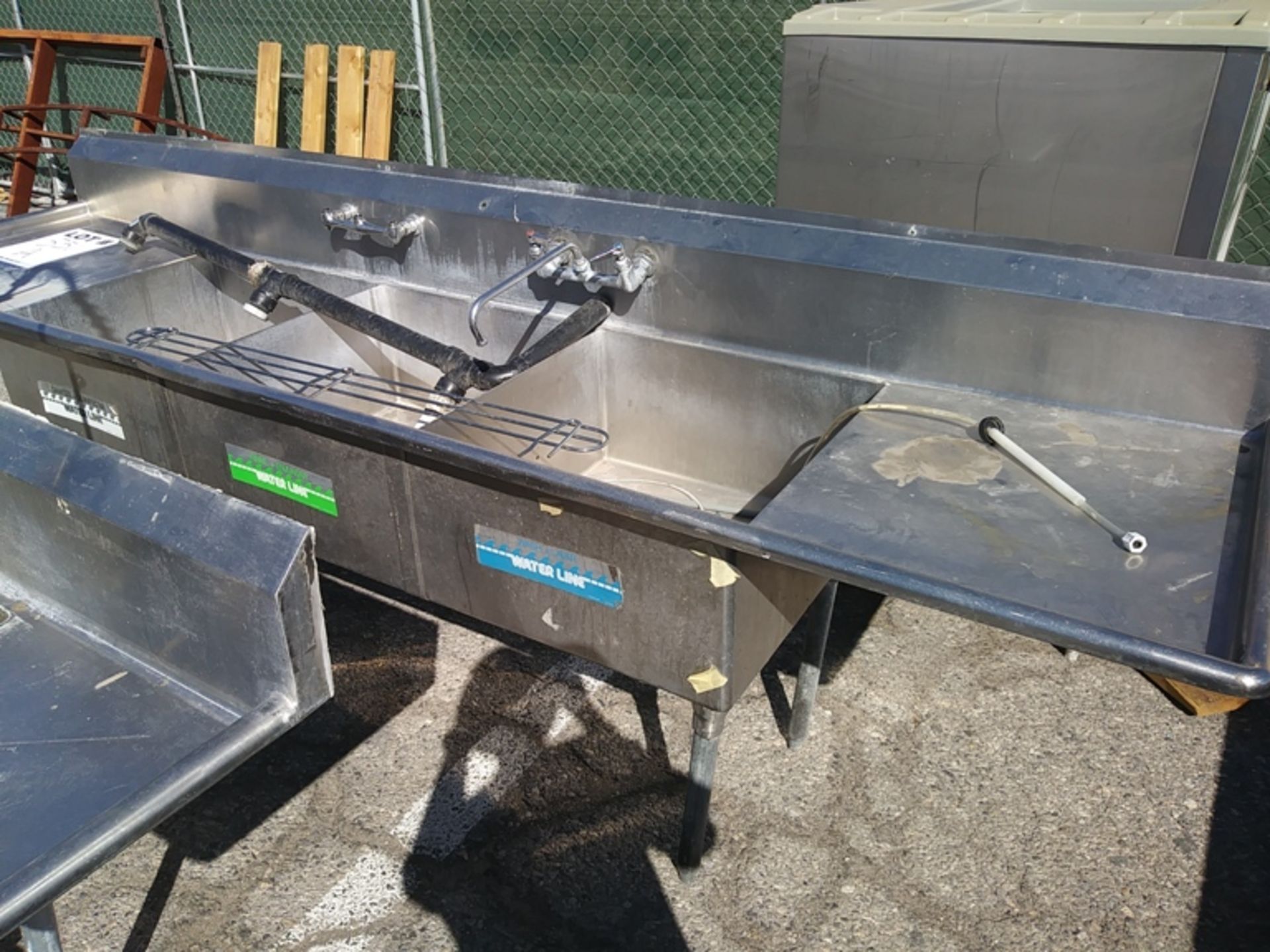 11FT LONG STAINLESS STEEL 3 COMPARTMENT SINK