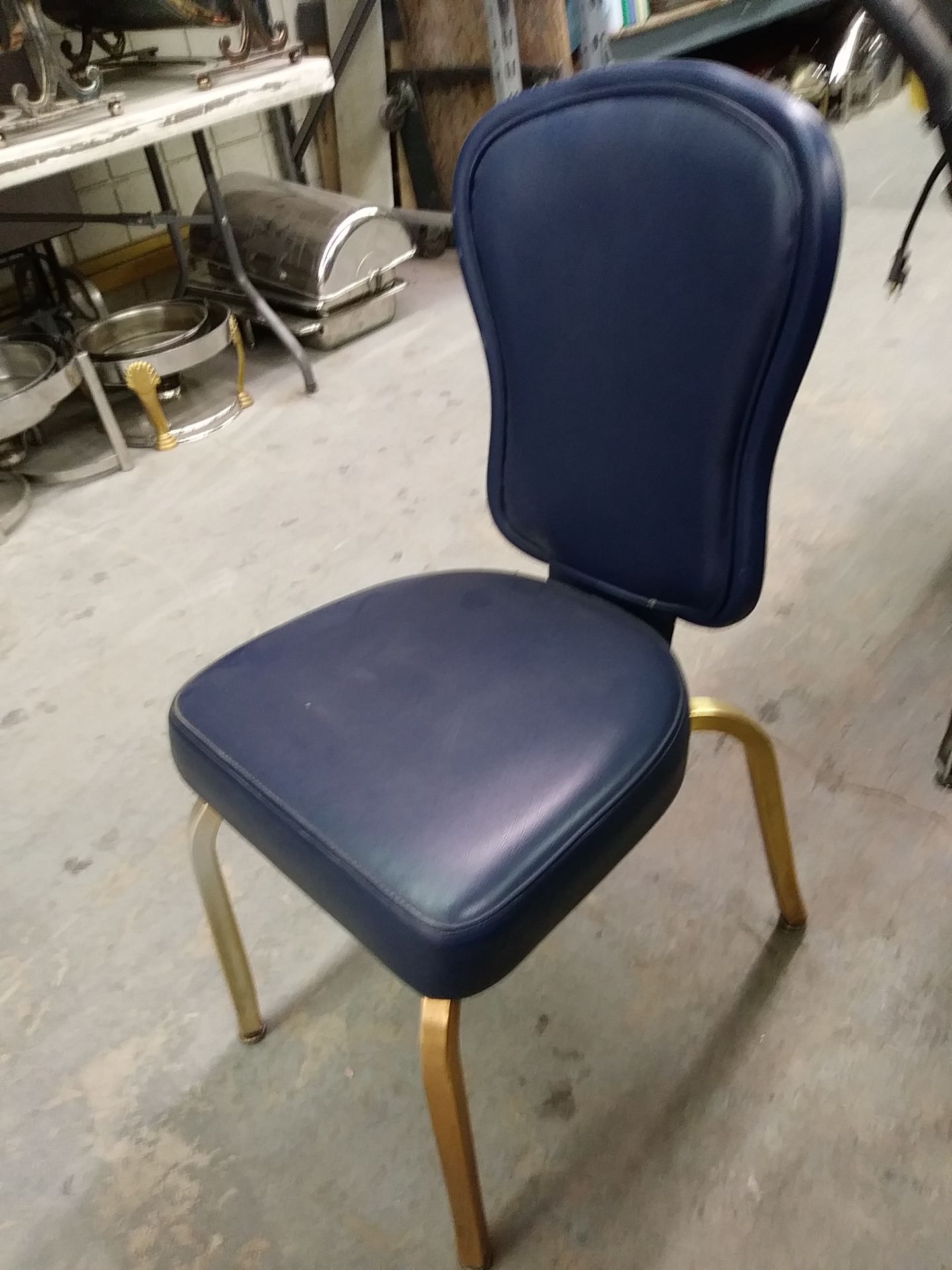 BLUE LEATHER DINING CHAIRS (X MONEY) - Image 3 of 4